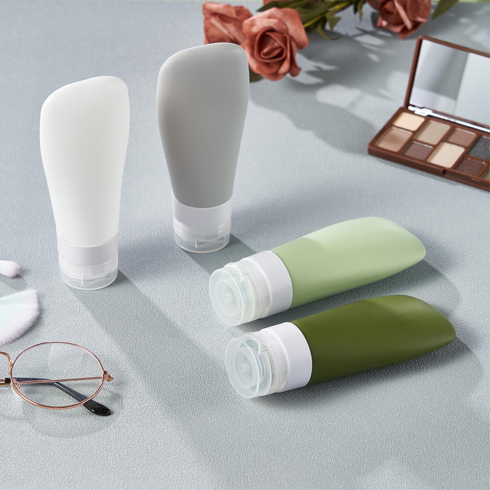 Insfit Travel Bottles, 3Oz Silicone, Tsa Approved, Bpa Free, Leak Proof, Refillable, Set Of 4, Green, For Toiletries, Shampoo, B