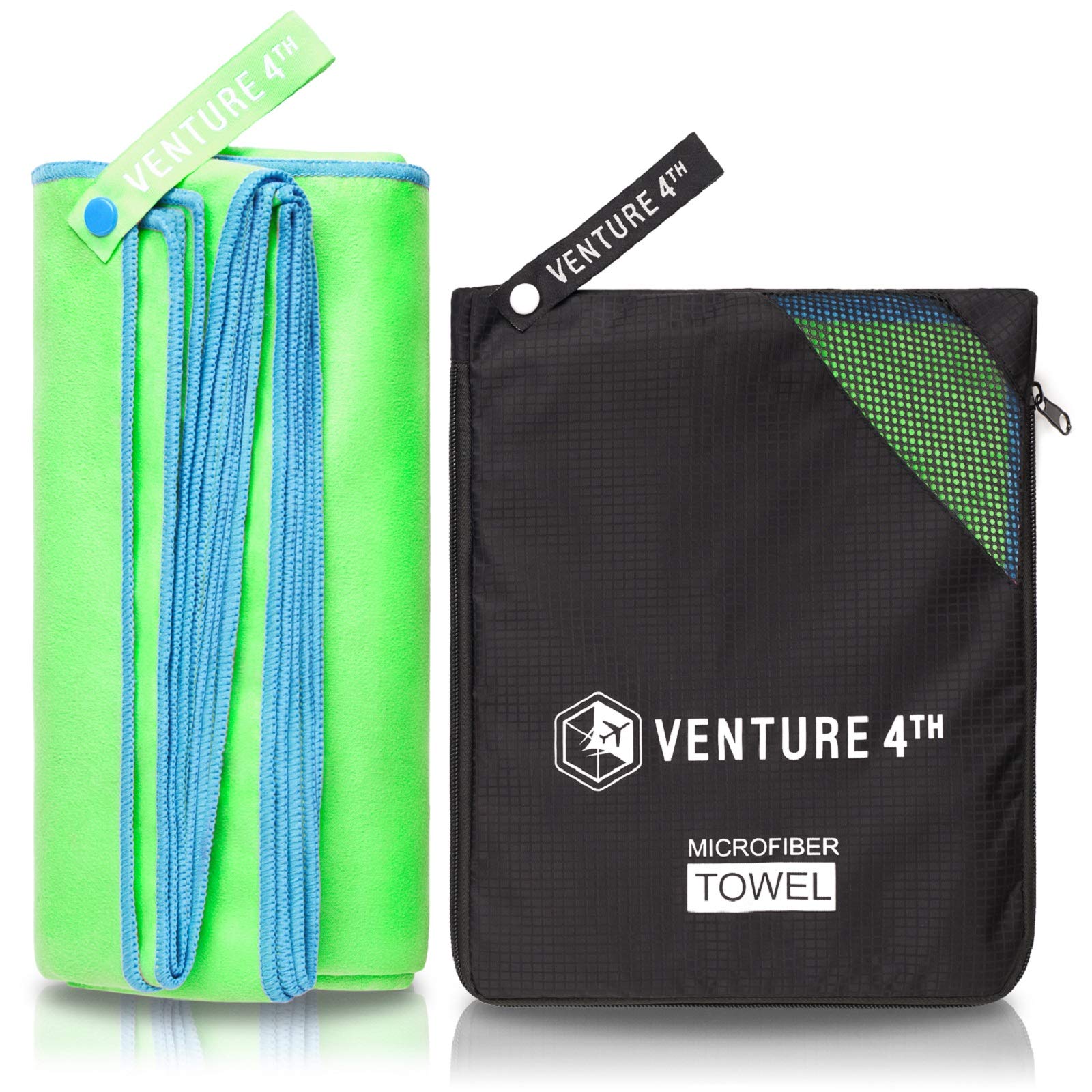 Venture 4Th Quick Dry Microfiber Towel - Odor Resistant, High Performance Towels For Gym, Camping, Travel, Yoga And Beach (Green