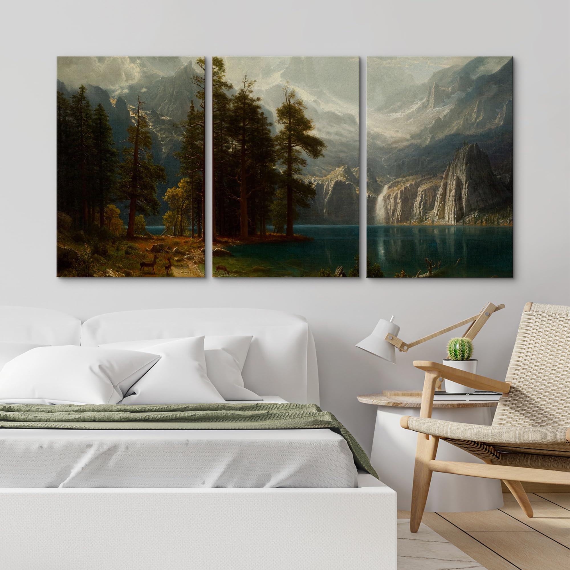 Wall26 - 3 Piece Canvas Wall Art - Sierra Nevada In California By Albert Bierstadt Giclee - Modern Home Art Stretched And Framed