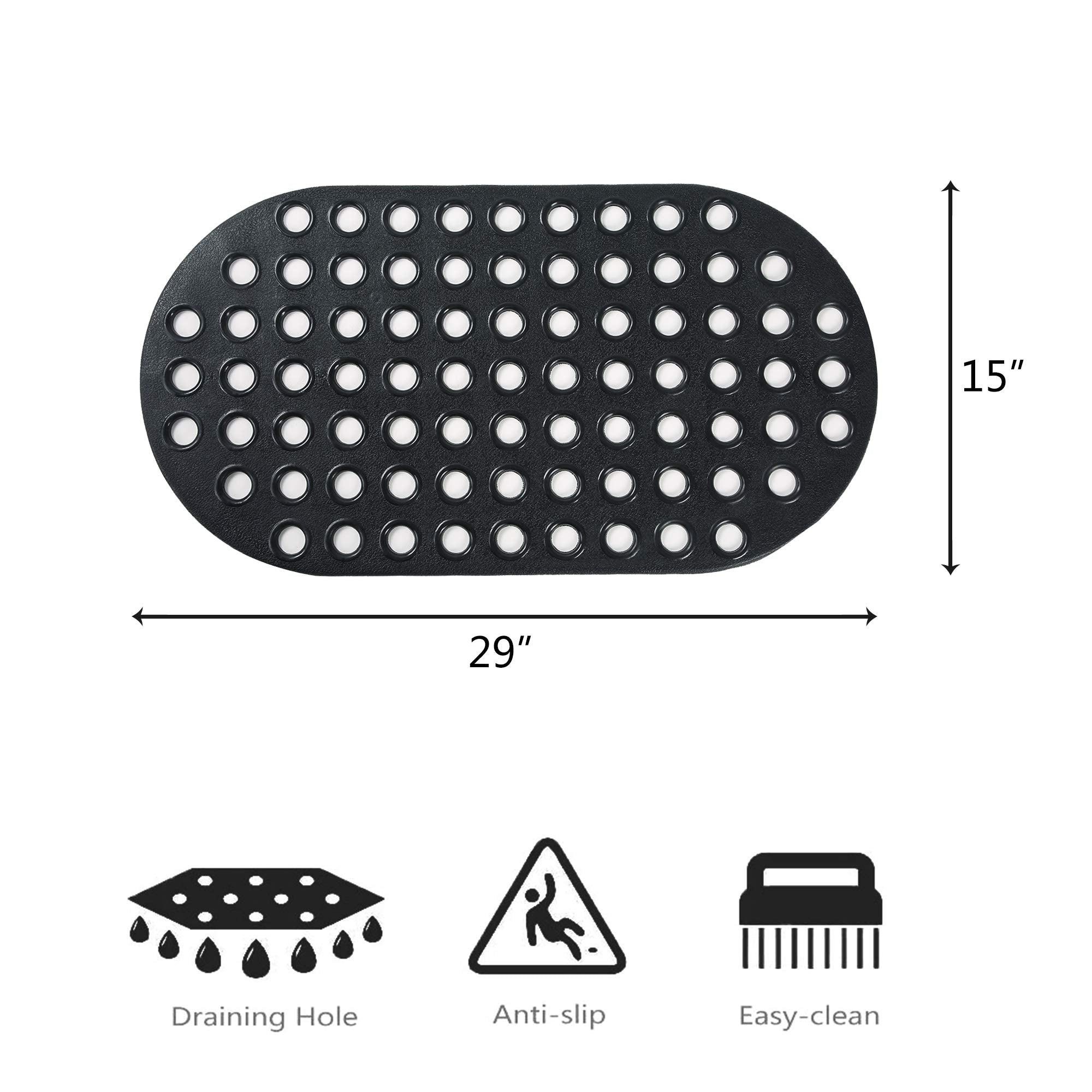 ALL PRIDE Shower Mat Non Slip Black Bathtub Mat Non Slip 29 x 15 Inch Oval Bath Mat for Tub Bathroom Elderly Kids
