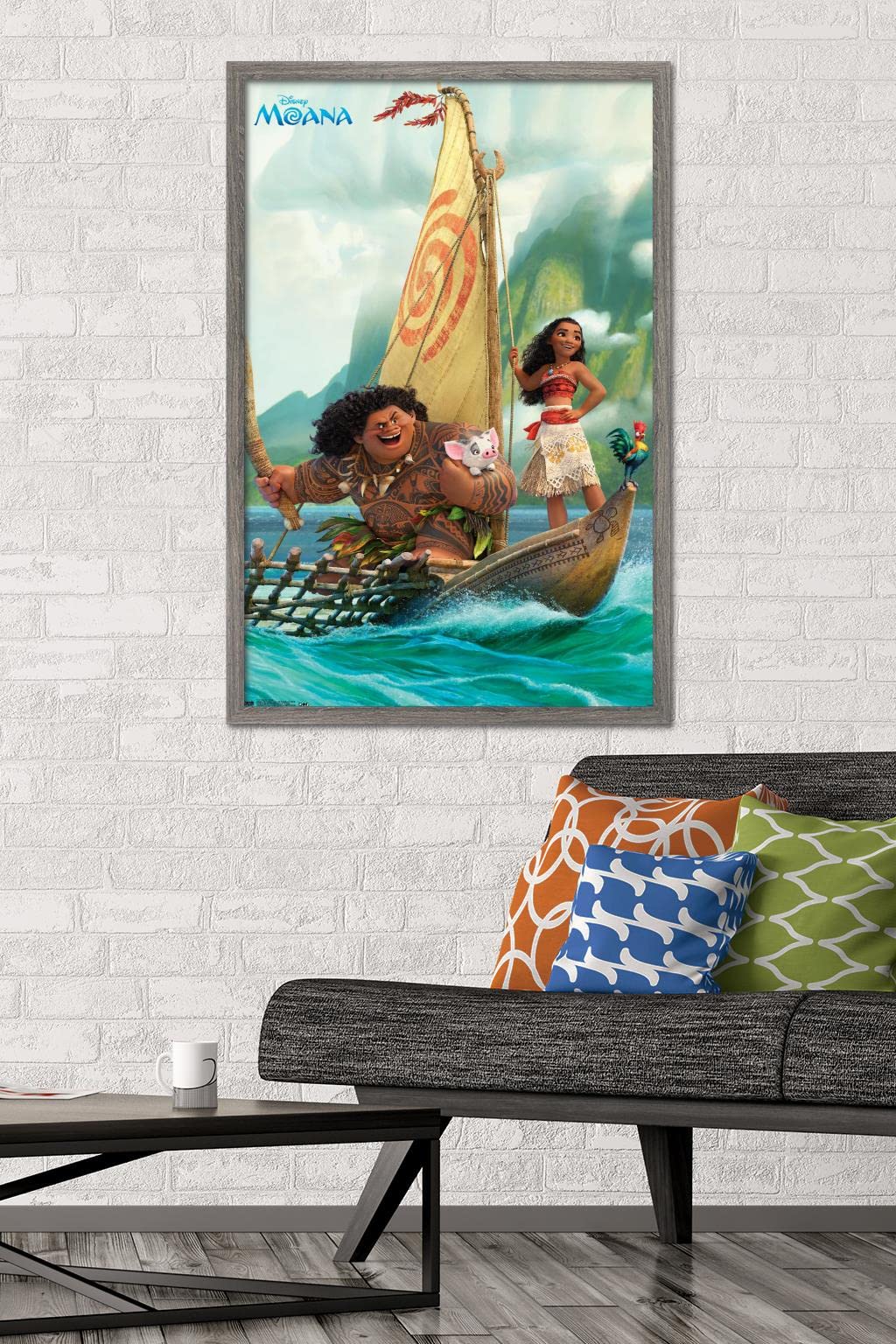 Trends International Disney Moana - Group Wall Poster, 22.37'' X 34.00'', Barnwood Framed Version