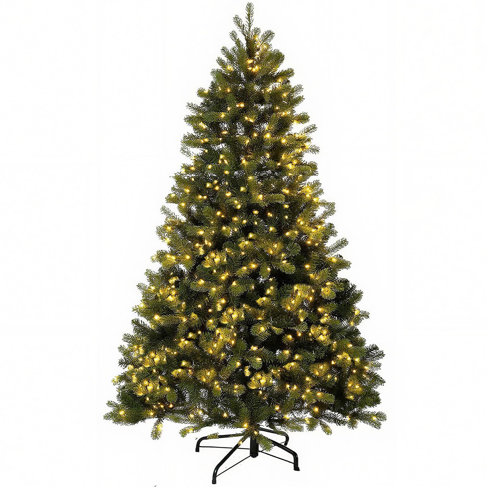 Aovotreena 6.5FT Pre-Lit Artificial Christmas Tree with 650 White Lights,1227 Mixed PE&PVC Branch Tips,Green Full Downswept Doug