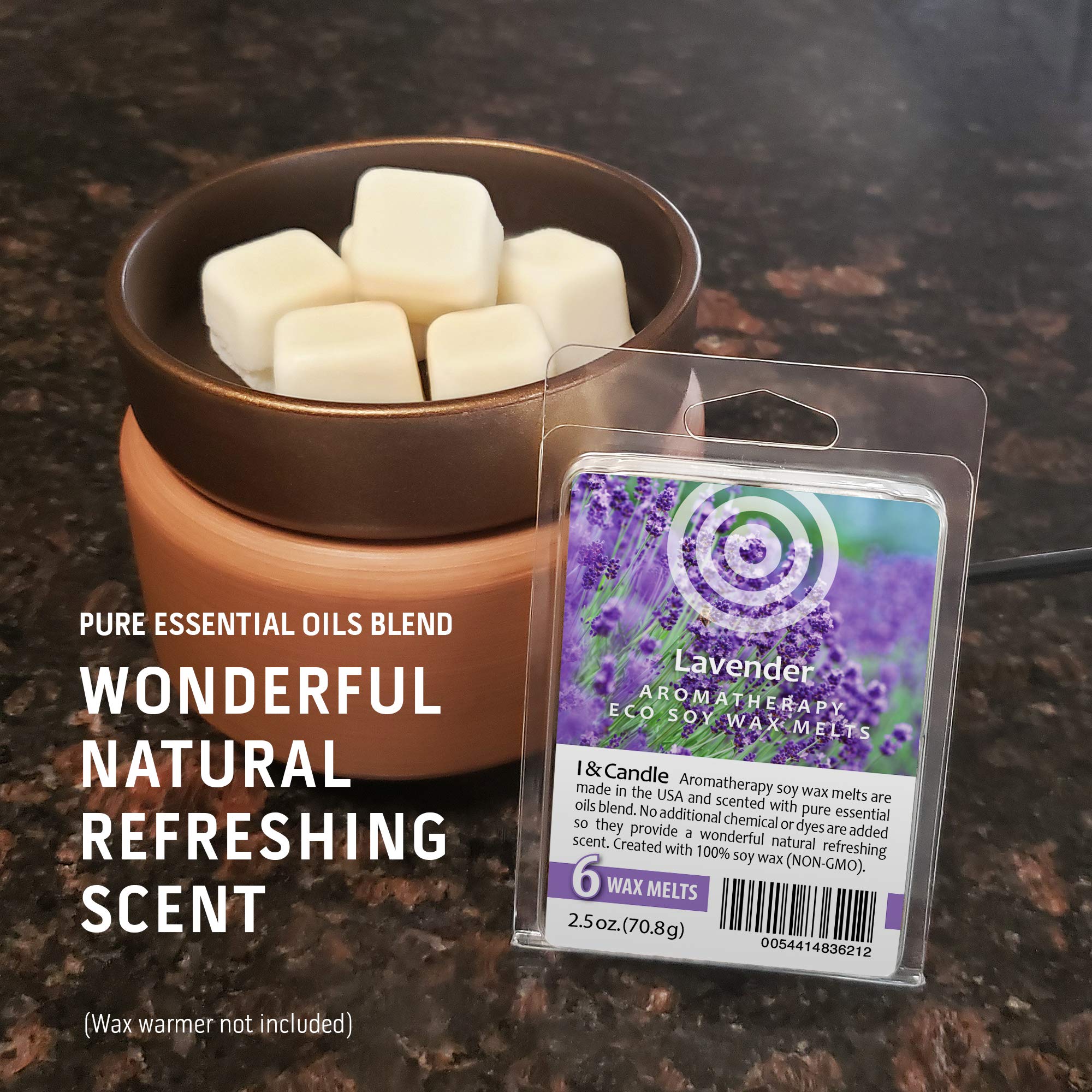 I & CANDLE, Aromatherapy Wax Melts. 100% Soy Wax (Non-GMO) - Lavender (2 Pack)