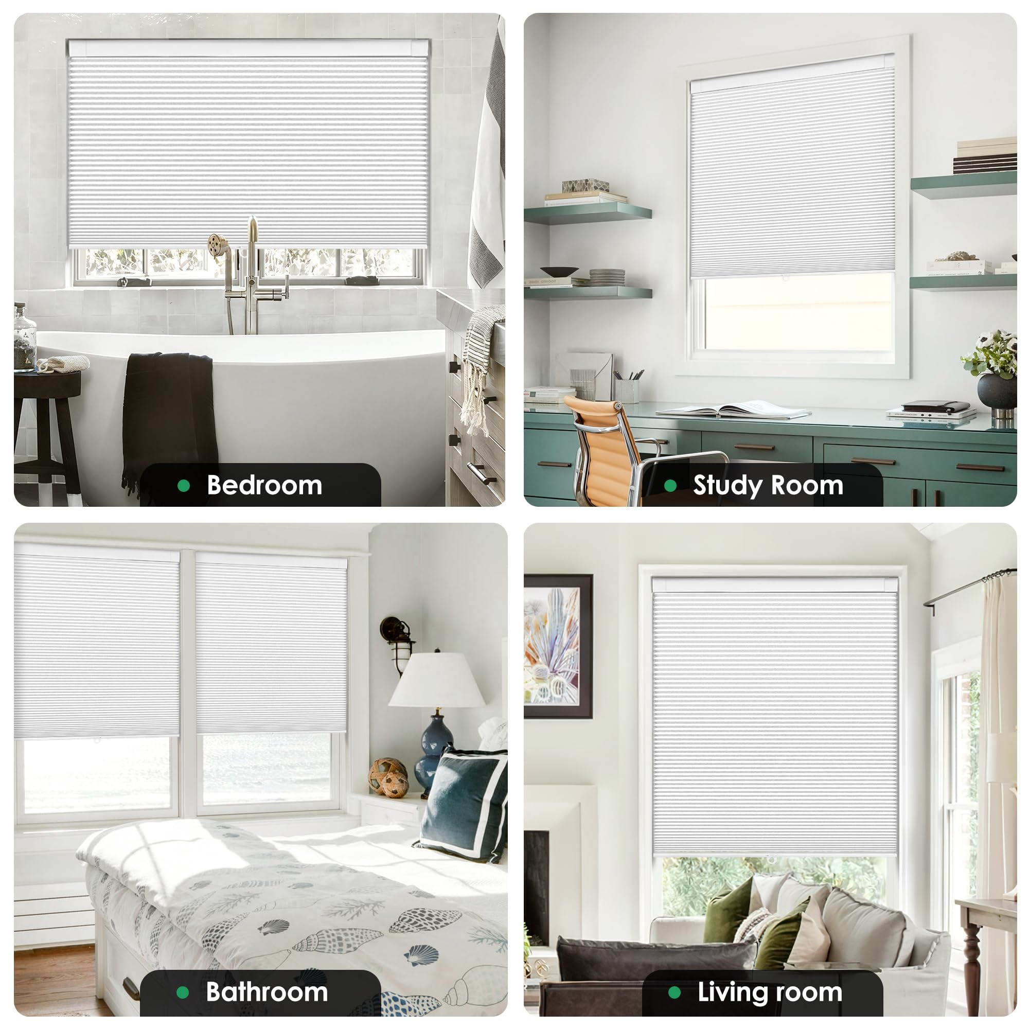 LazBlinds No Tools No Drill Cordless Cellular Shades, Blackout Light Blocking Honeycomb Shades for Home, Thermal Insulation Blin