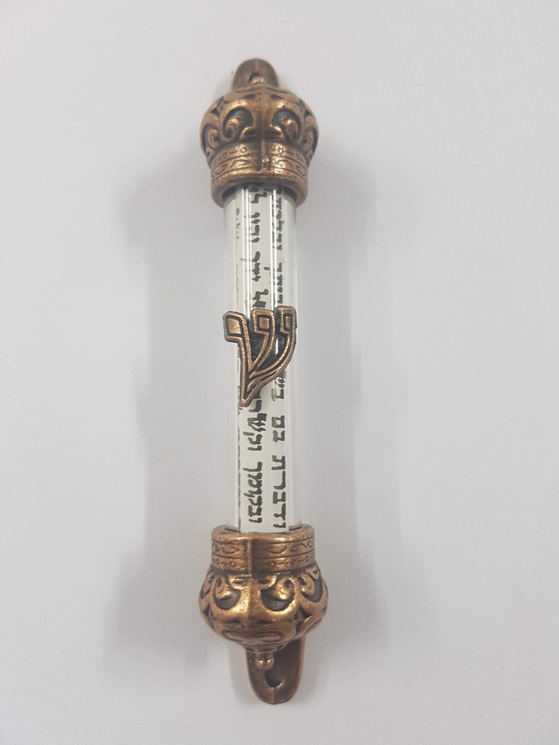 Brown Mezuzah with Not kosher klaf Scroll (4.5 inches) Mezuza Judaica Made in Israel