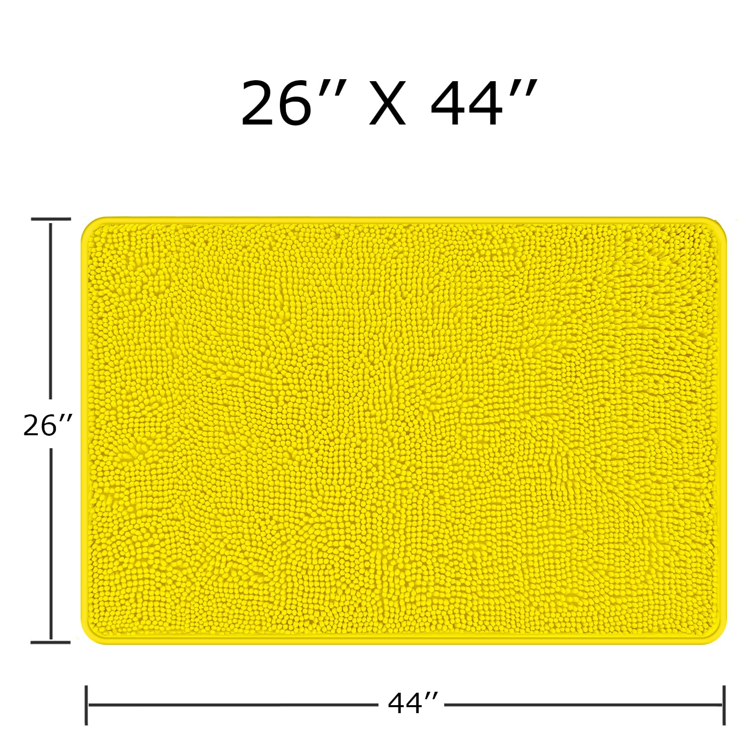 Pureswan Yellow Bathroom Rugs - Absorbent And Washable Bath Mat, Non-Slip, Thick Soft Chenille Bath Rugs For Bathroom Floor, Sho