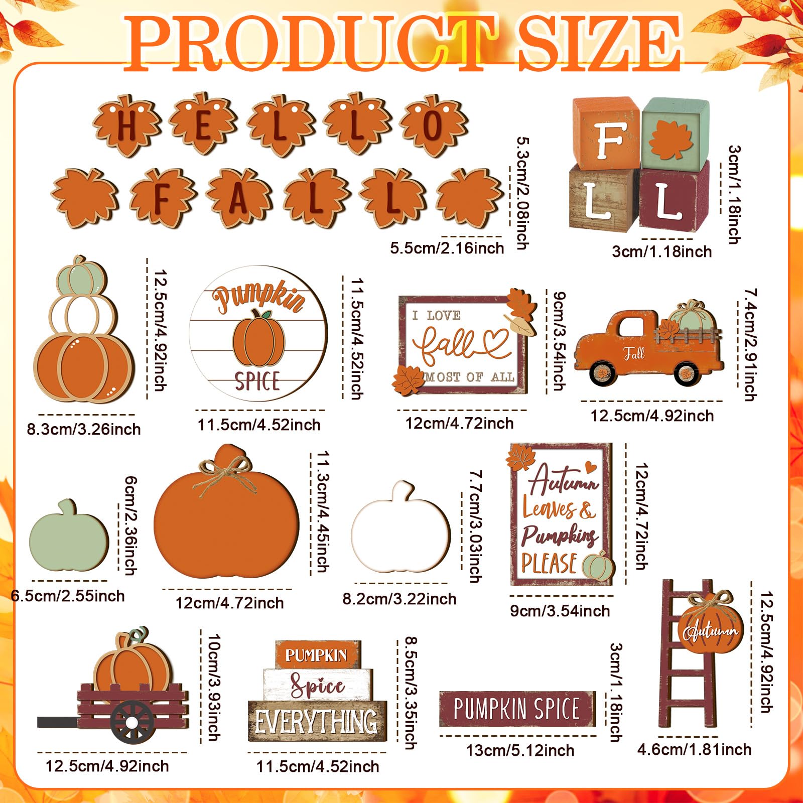 Maitys 21 Pcs Thanksgiving Tiered Tray Decor Set Fall Pumpkin Gnome Truck Scarecrow Wood Sign Rustic Farmhouse Decor Hello Fall