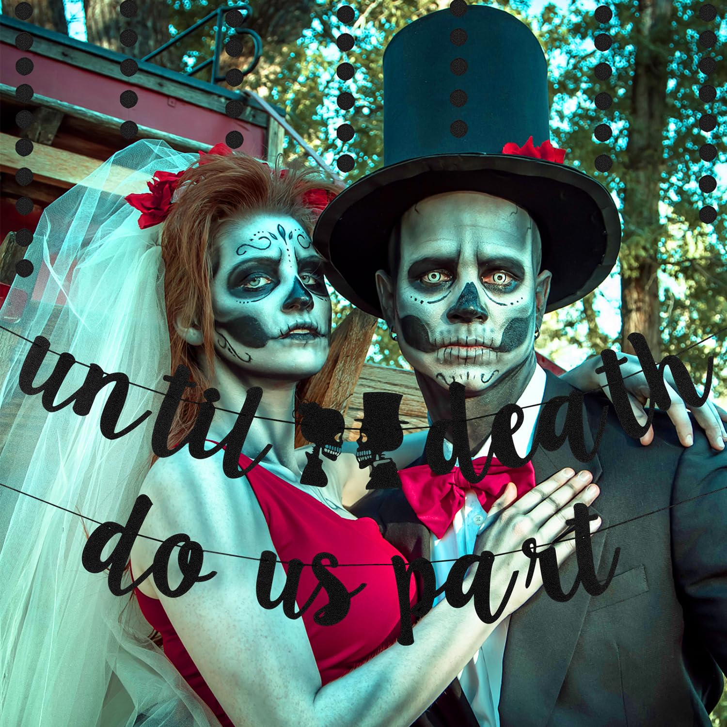 Black Glitter Till Death Do Us Part Banner, Halloween Wedding Party Banner Decorations, Till Death Do Us Part Wedding Decoration