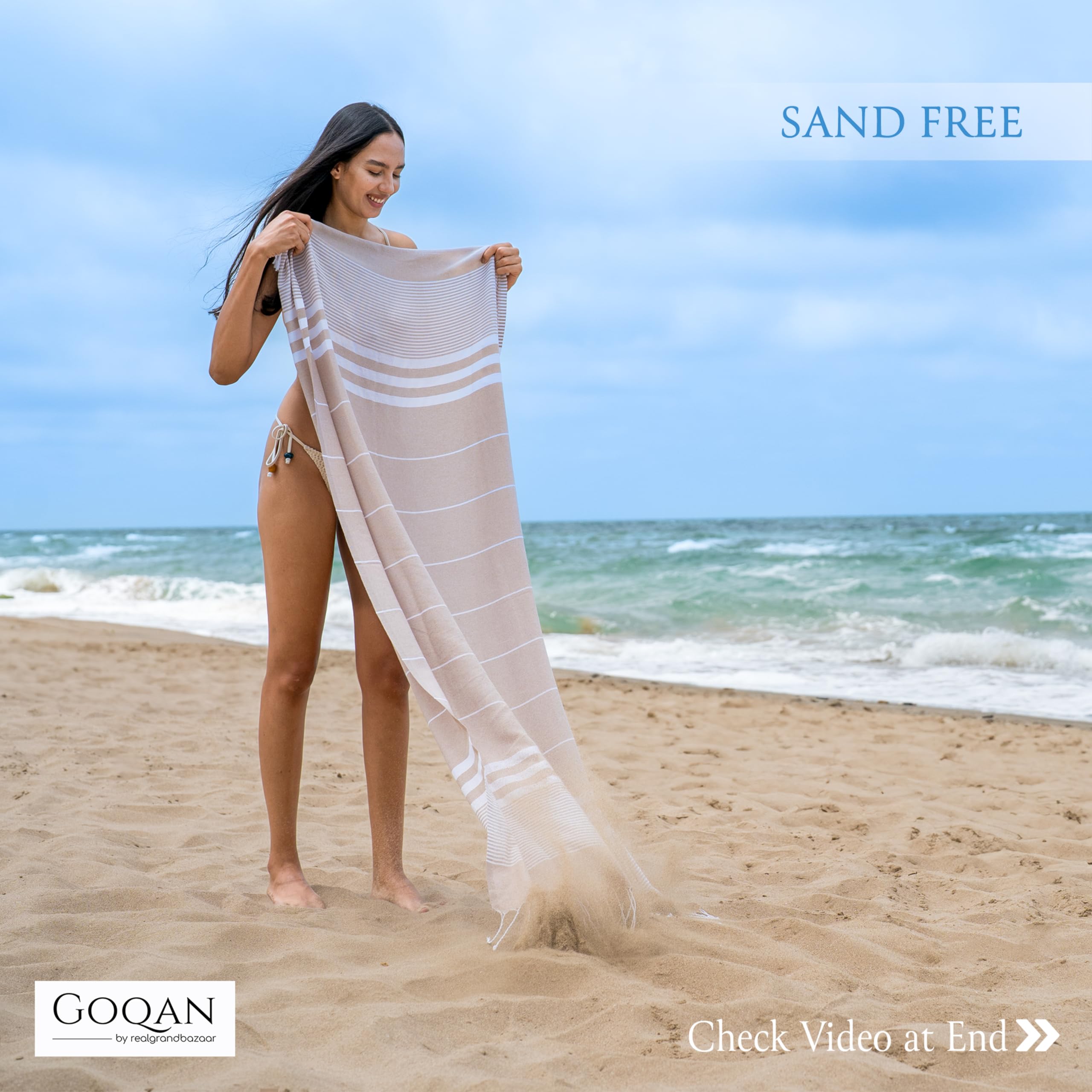 realgrandbazaar Luna Turkish Beach Towel - 100% Cotton Turkish Towel - Pre Washed - No-Shrink - Quick Dry - Soft 39x71 - Large Beach Towels Clearance Oversized - Set can be Made