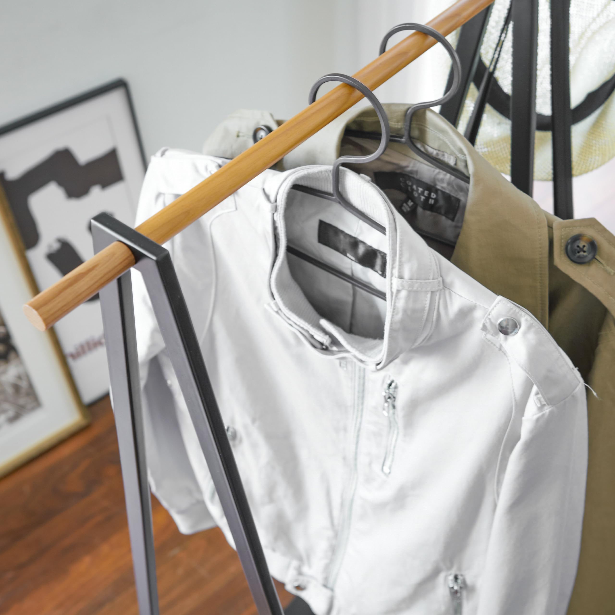 Yamazaki Home Tower Freestanding Coat Hanger Clothes Rack With Shelf, 55'' - Steel