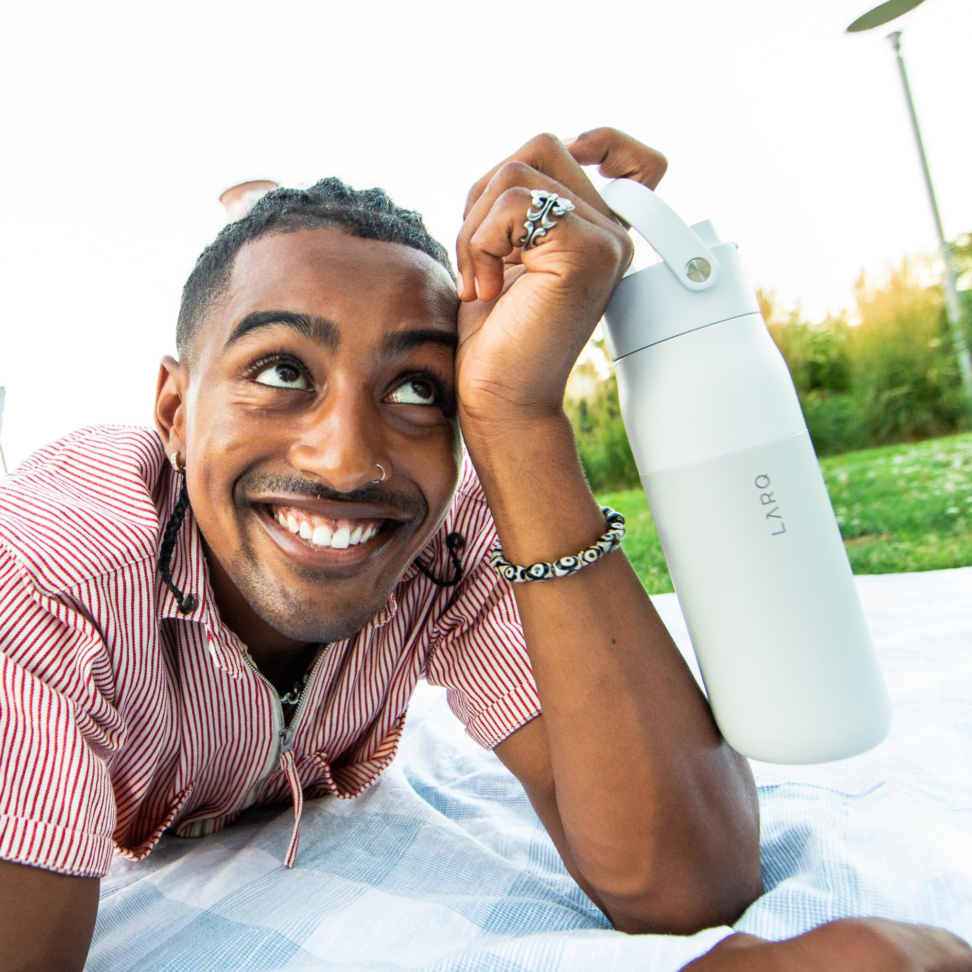 Larq Bottle Swig Top 34Oz - Insulated Stainless Steel Water Bottle With Built-In Silicone Handle | Thermos, Bpa Free | Reusable