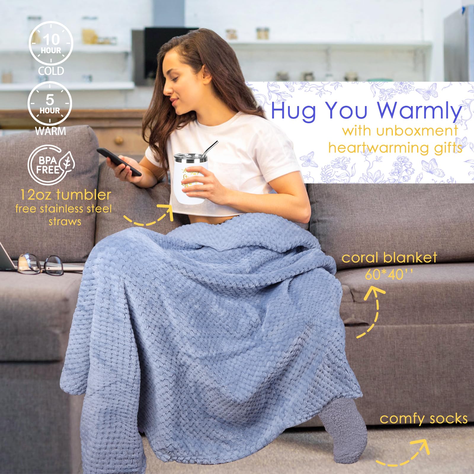 Self Care Gifts For Women, Get Well Soon Gifts For Women, Feel Better After Surgery Care Package With Blanket, Sympathy Gifts Th