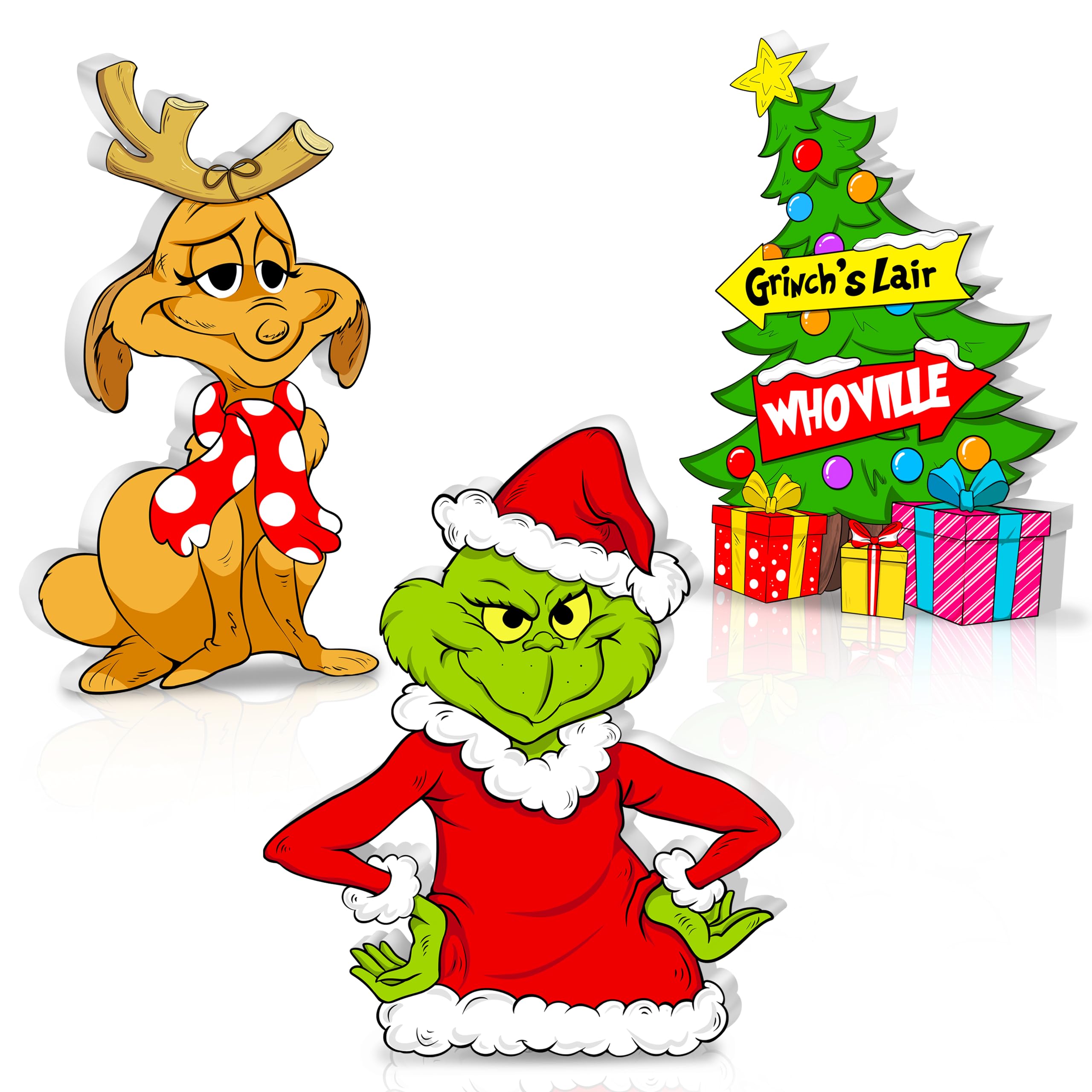 3pcs Christmas Wooden Table Signs, Christmas Tree Dog centerpieces Tiered Tray Decorations Set for Xmas Holiday Winter Parties I