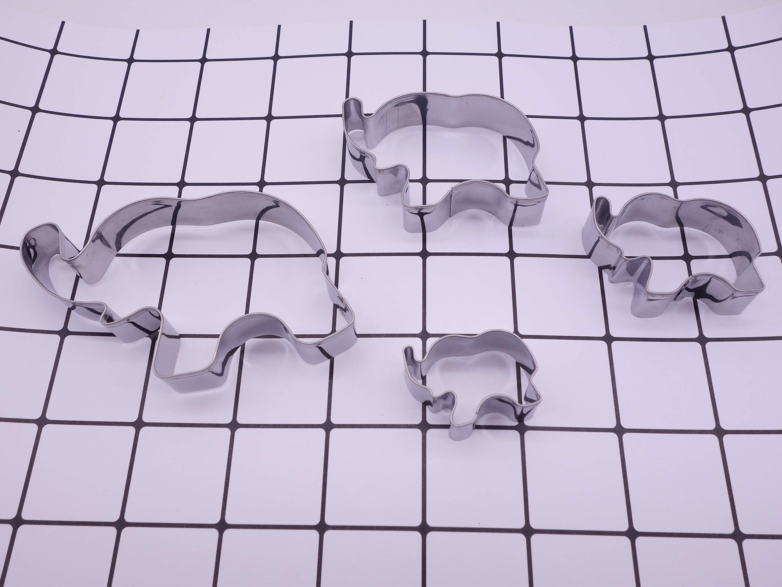 Elephant Cookie Cutter Set Of 4 Counts Animal Biscuit Cutter Baby Shower Press Cookie Molds Stainless Steel Metal Fondant Cutter