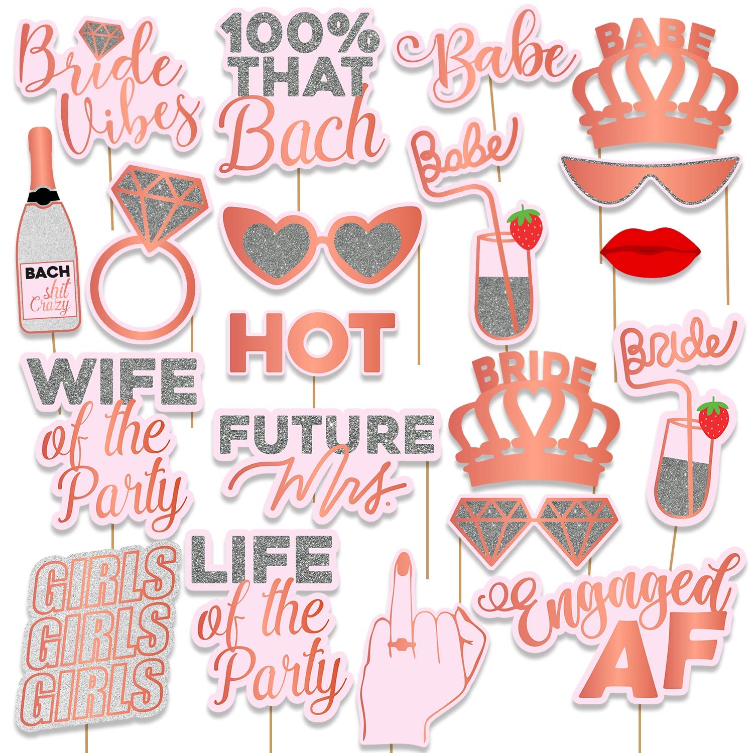DesignSkinz Bride to Be Props for Bachelorette Party20Pcs Bride to Be Photo Booth Props|Bride to Be Decorations (3mm Sunboard)