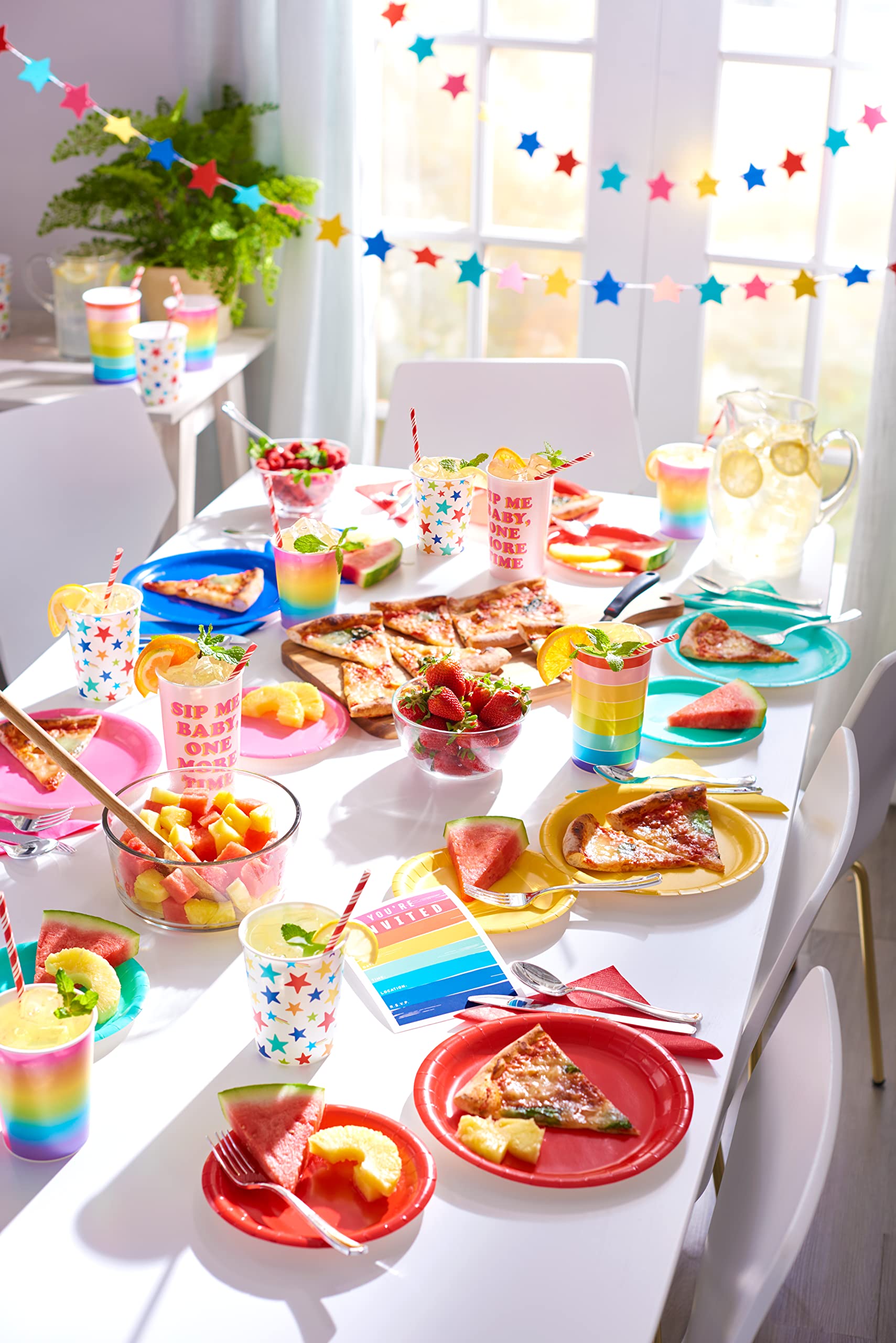 American Greetings Rainbow Party Supplies For Graduation, Birthdays And All Occasions, Multicolor Paper Dessert Plates (50-Count