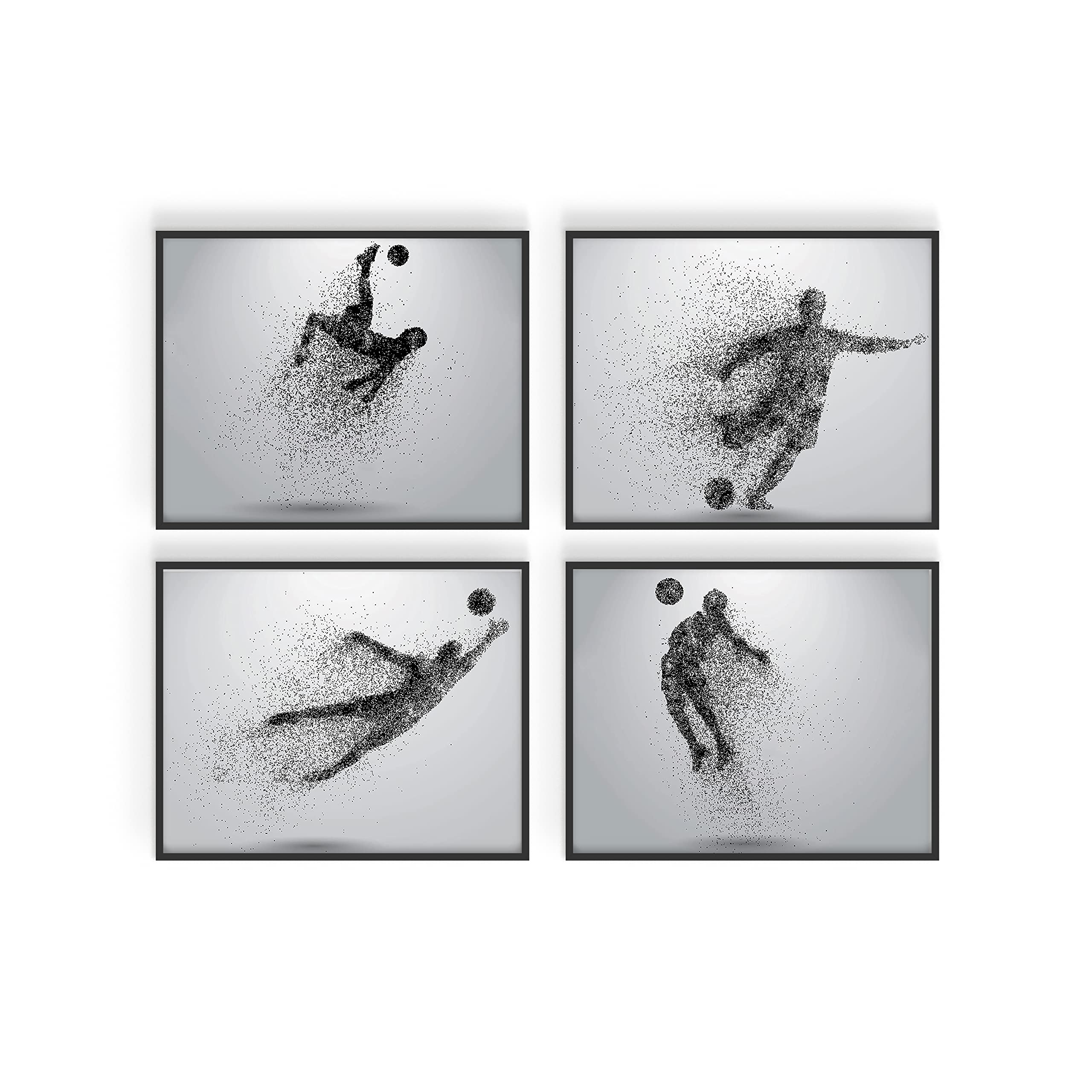 Soccer Wall Art Prints - Set Of 4 (8X10) Unframed Soccer Posters - Soccer Room Decor For Men Kids Teenagers - Soccer Poster Set