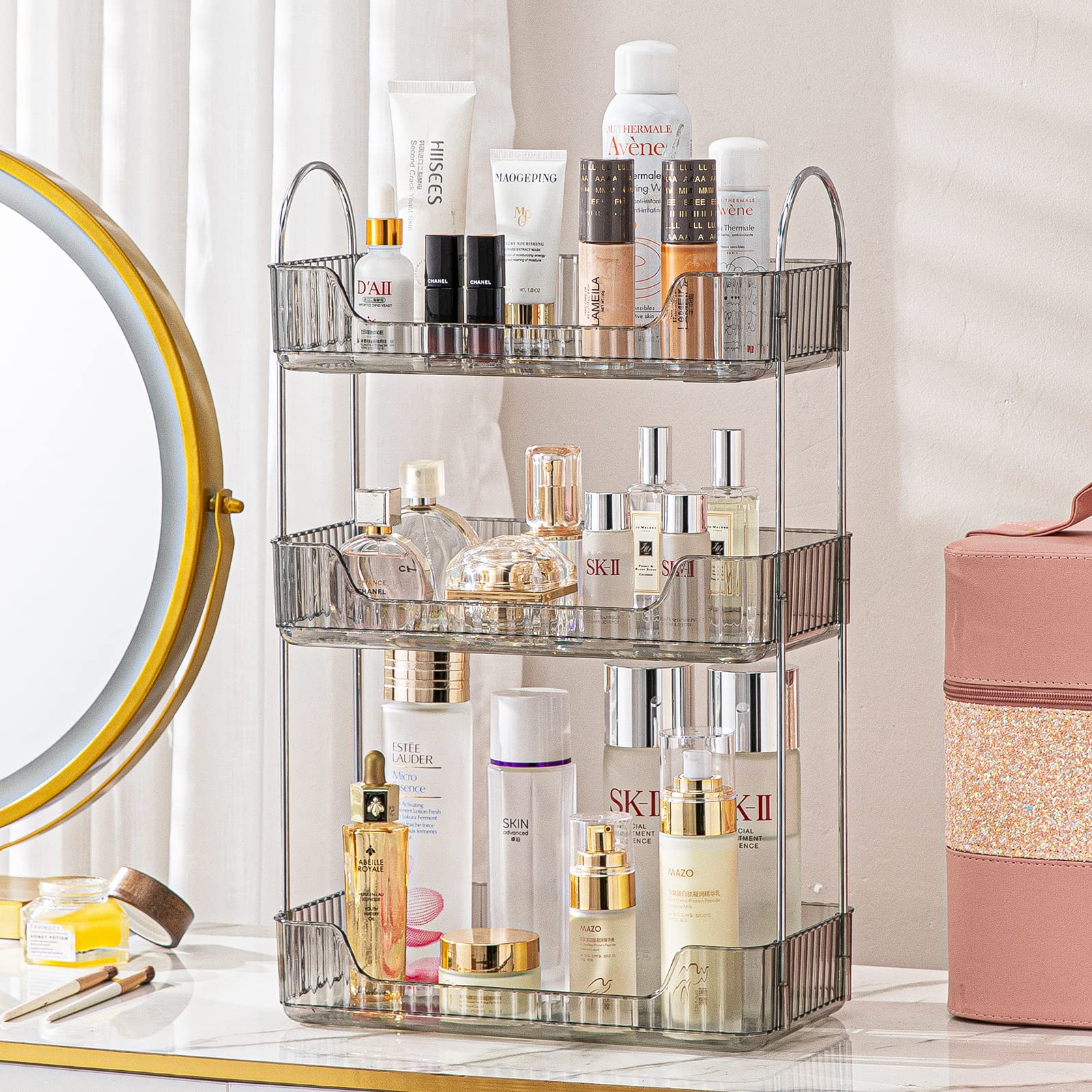 Shuang Qing Bathroom Counter Organizer Countertop Storage, Cosmetics Skincare Shelf Organizer, Makeup Organizer Perfume For Dres
