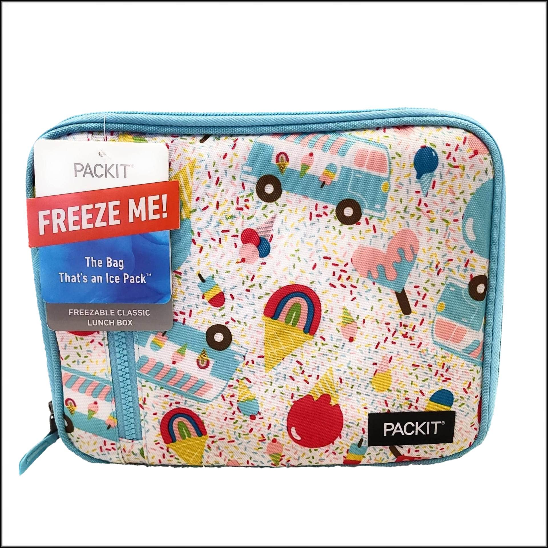 Packit Freezable Classic Lunchbox, Ice Cream Social, Teal (Pkt-Cb=Spc)