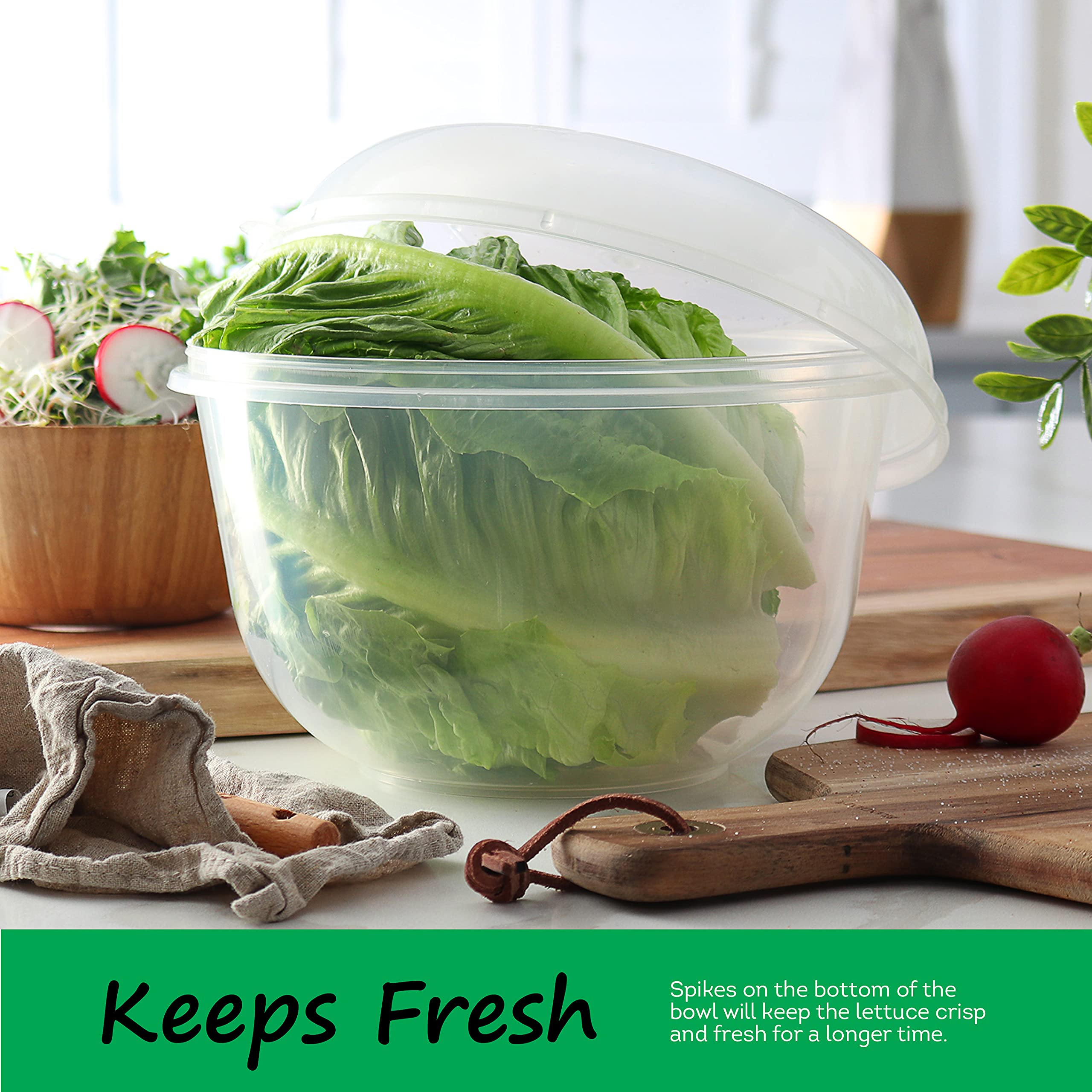 Tafura Lettuce Keeper for Fridge  Lettuce Crisper  Vegetable Saver with Cover  Lettuce Storage Container with Lid  Crisp and Fresh Greensaver  Salad Saver Box.