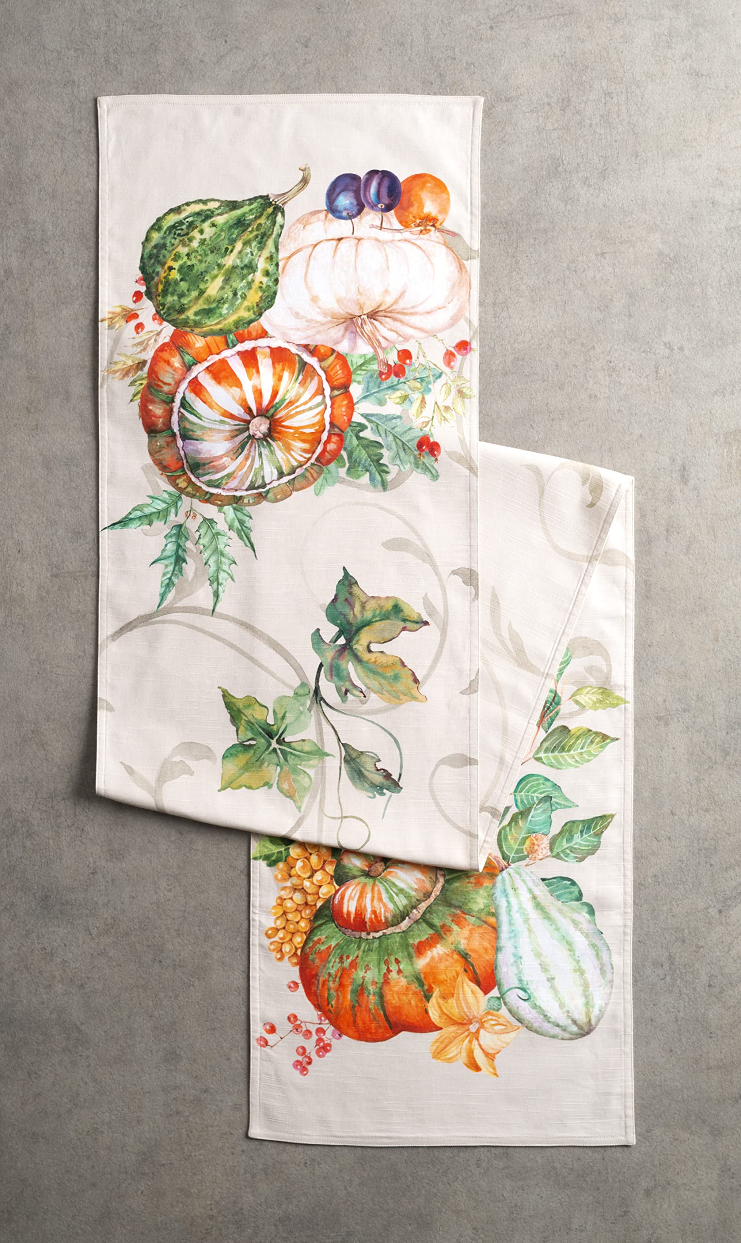 Maison d' Hermine Tablerunner 100% Cotton 14.50Inch x 72Inch Decorative Table Runner Table Runners for Gifts  Dining  Holidays  Buffet  Lumina (Double Layer) - Thanksgiving/Christmas