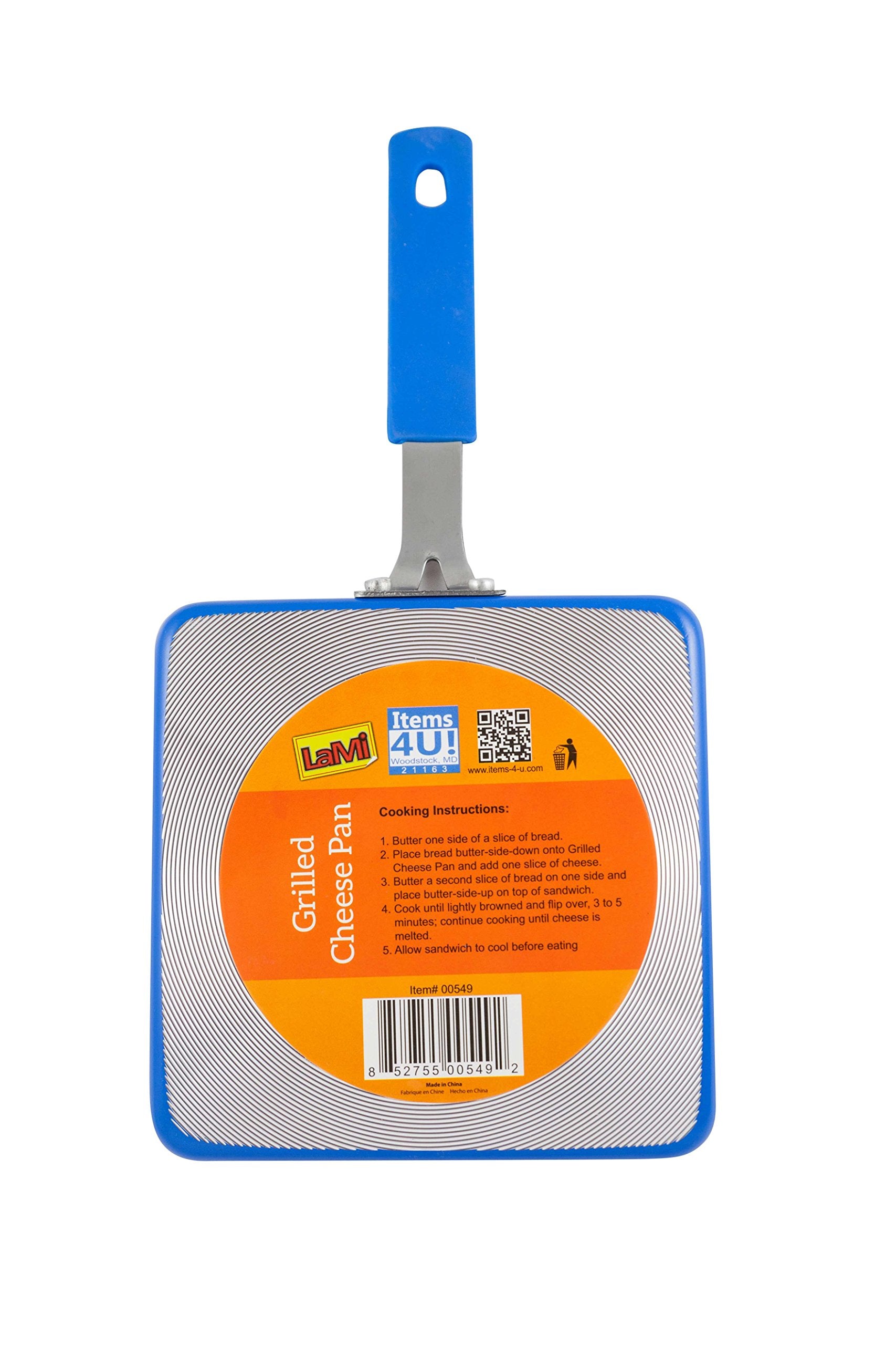 Items 4 U Grilled Cheese Non-Stick Pan, 5.5 Inch, Square, Blue, 1-Pack, Model 00550