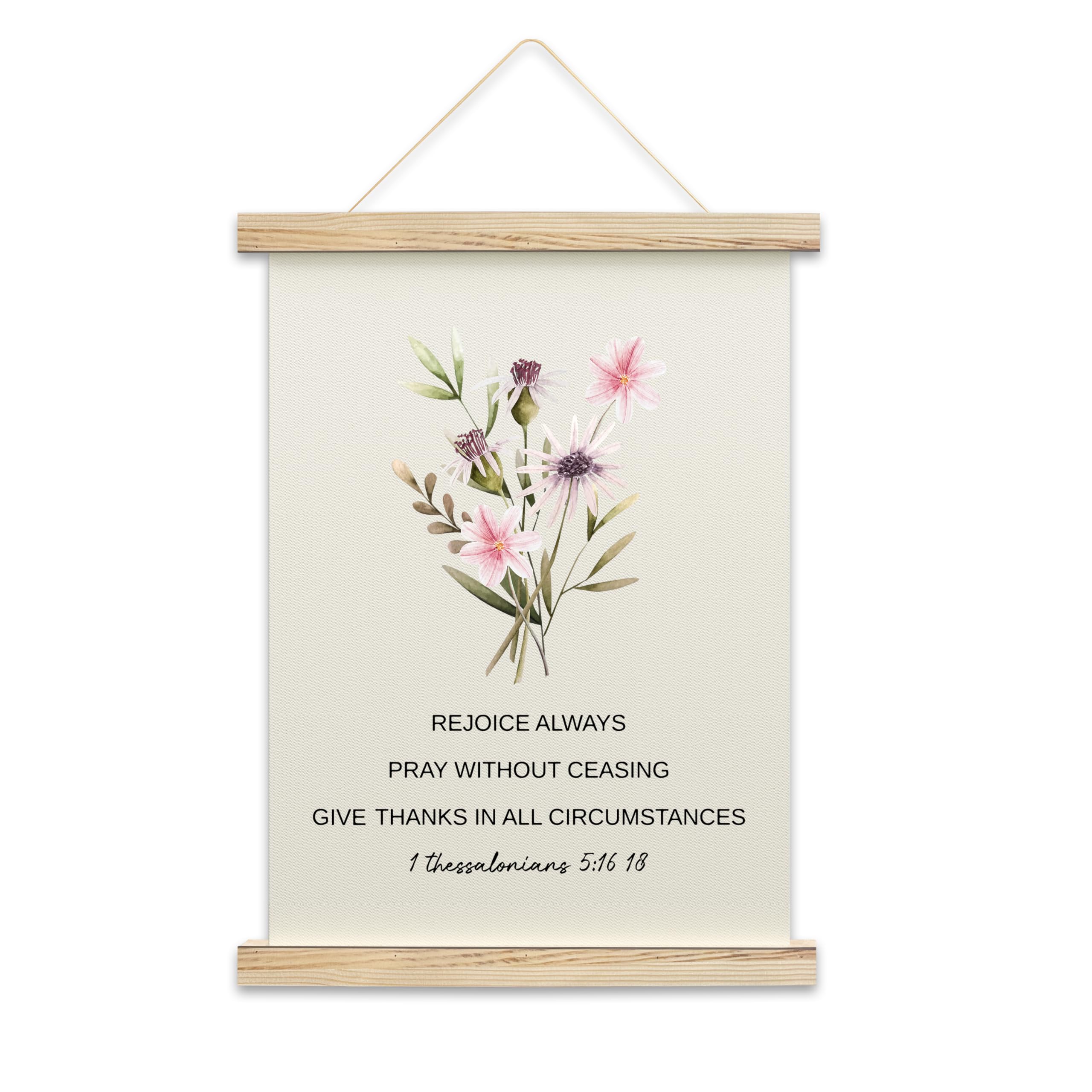 Qudncr Christian Scripture Hanging Flag Decor, Minimalist Floral Religious Bedroom Wall Art, Bible Verse Flowers Poster Hanger F