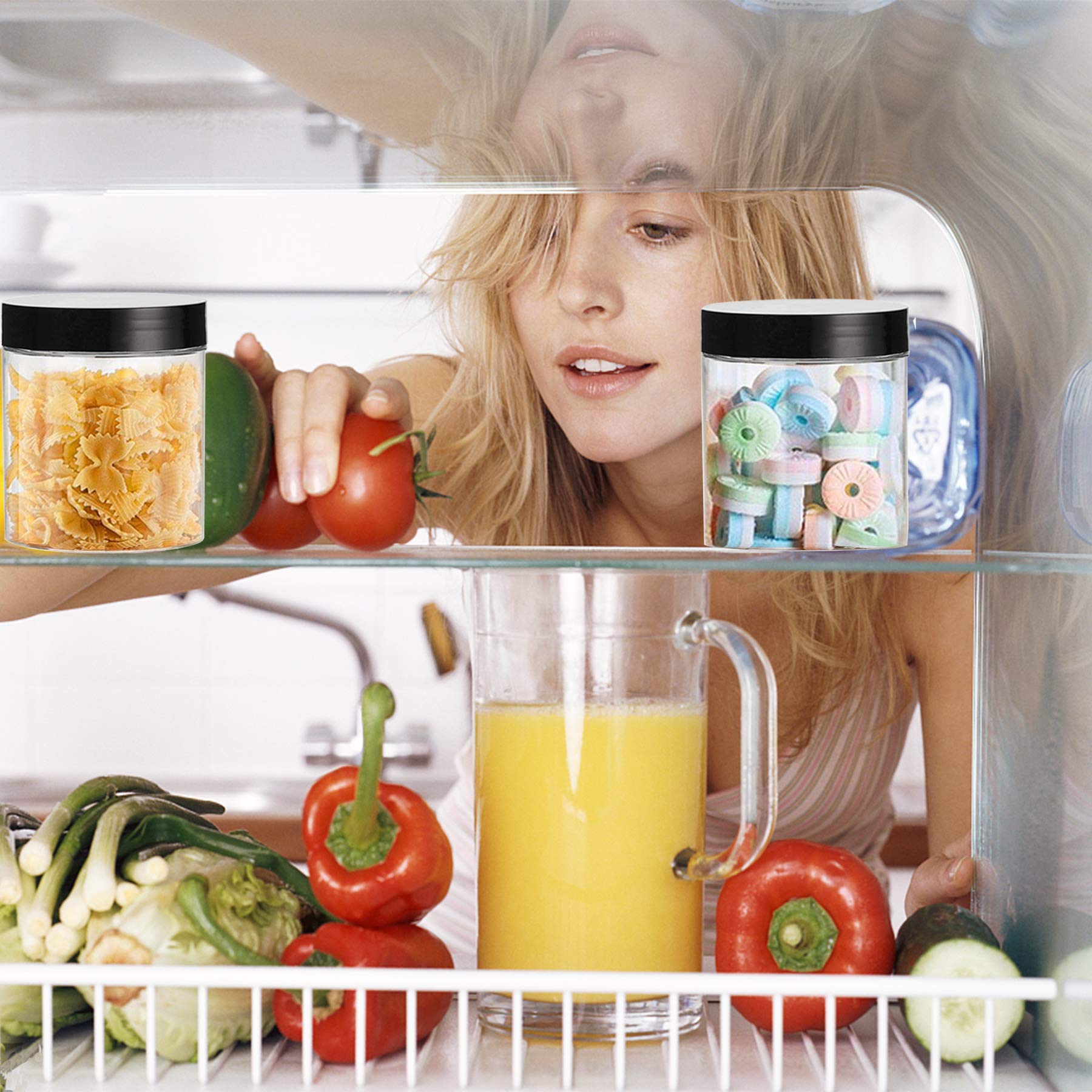 Hajoyful Plastic Jars With Lids Empty Slime Cosmetics Containers Clear Gift Food Jars Round Pet Cream Jars With Black Lids Pen L