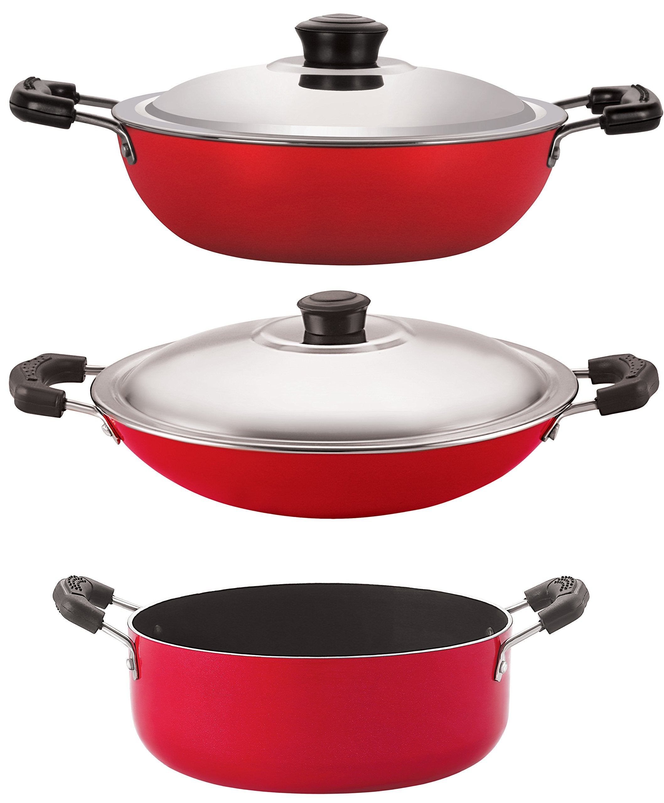 Nirlon NonStick 3 Piece Aluminium Gas Compatible Odor Free Cooking Utencils Combo Gift Set Offer