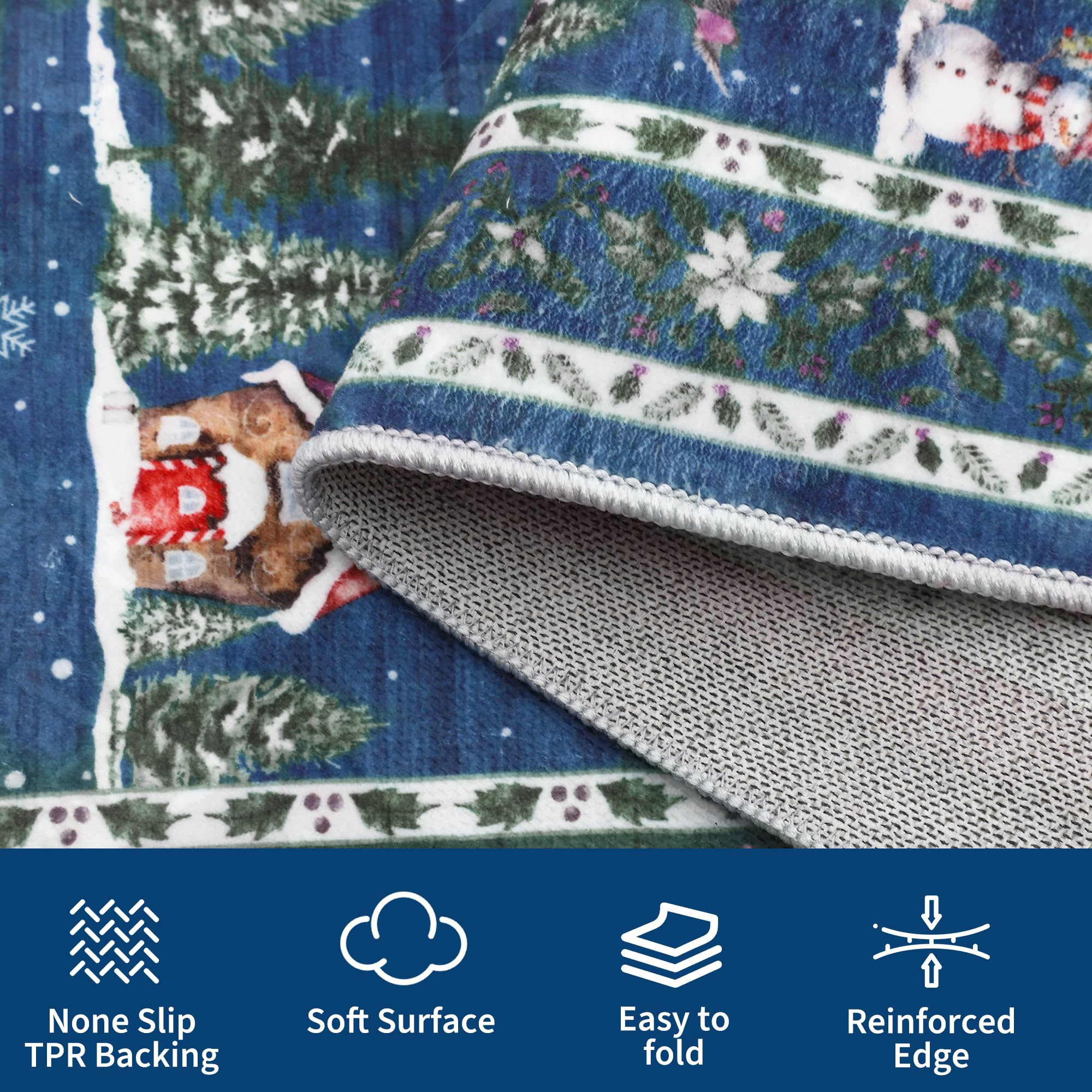 GarveeHome 4x6 Christmas Rugs for Living Room Machine Washable Holiday Decor Christmas Tree Animals Print Non-Slip Backing Low P