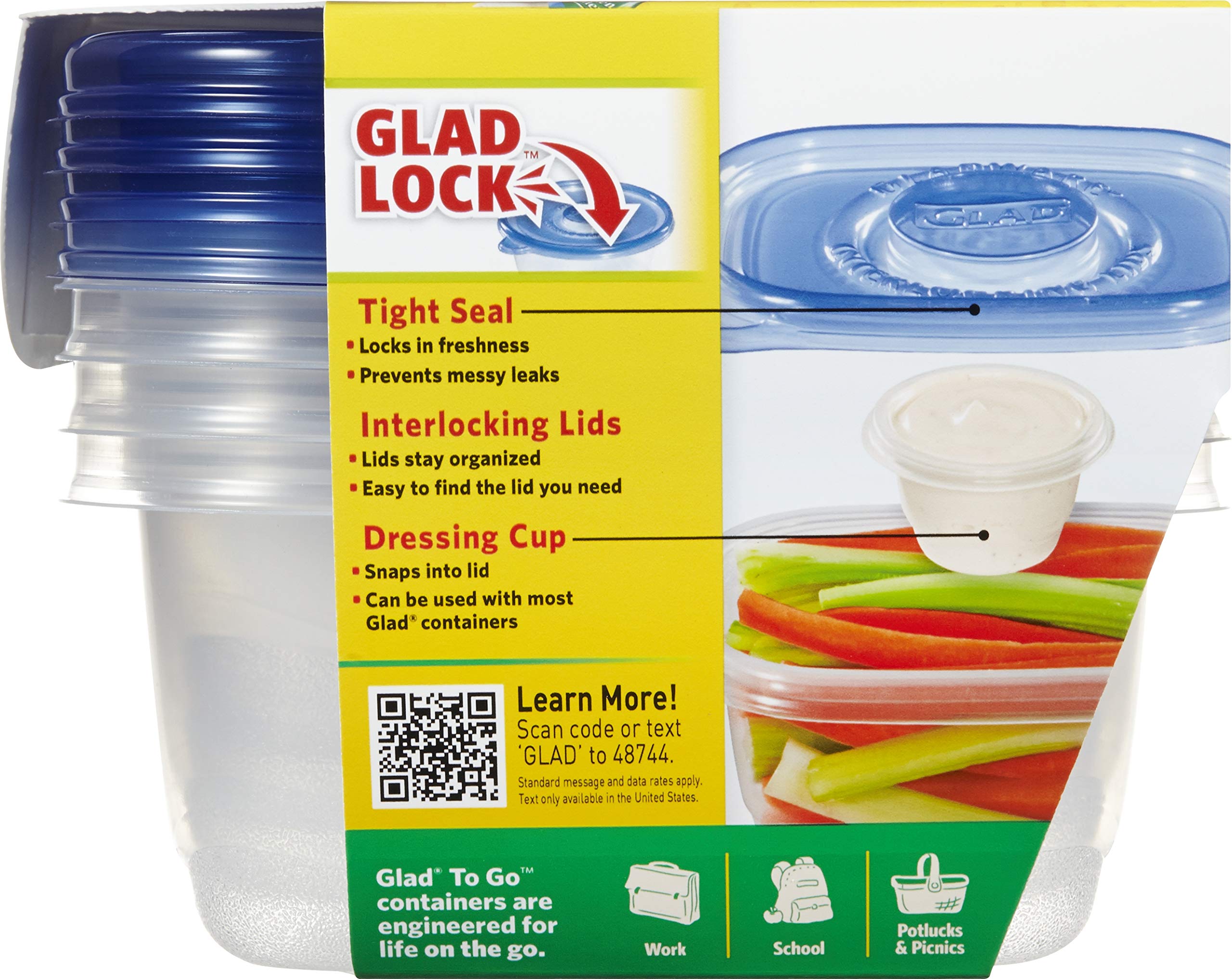 Glad To Go Food Storage Containers | Medium 24 Oz Containers For Food Storage From Strong And Sturdy Rectangle Containers In Sta