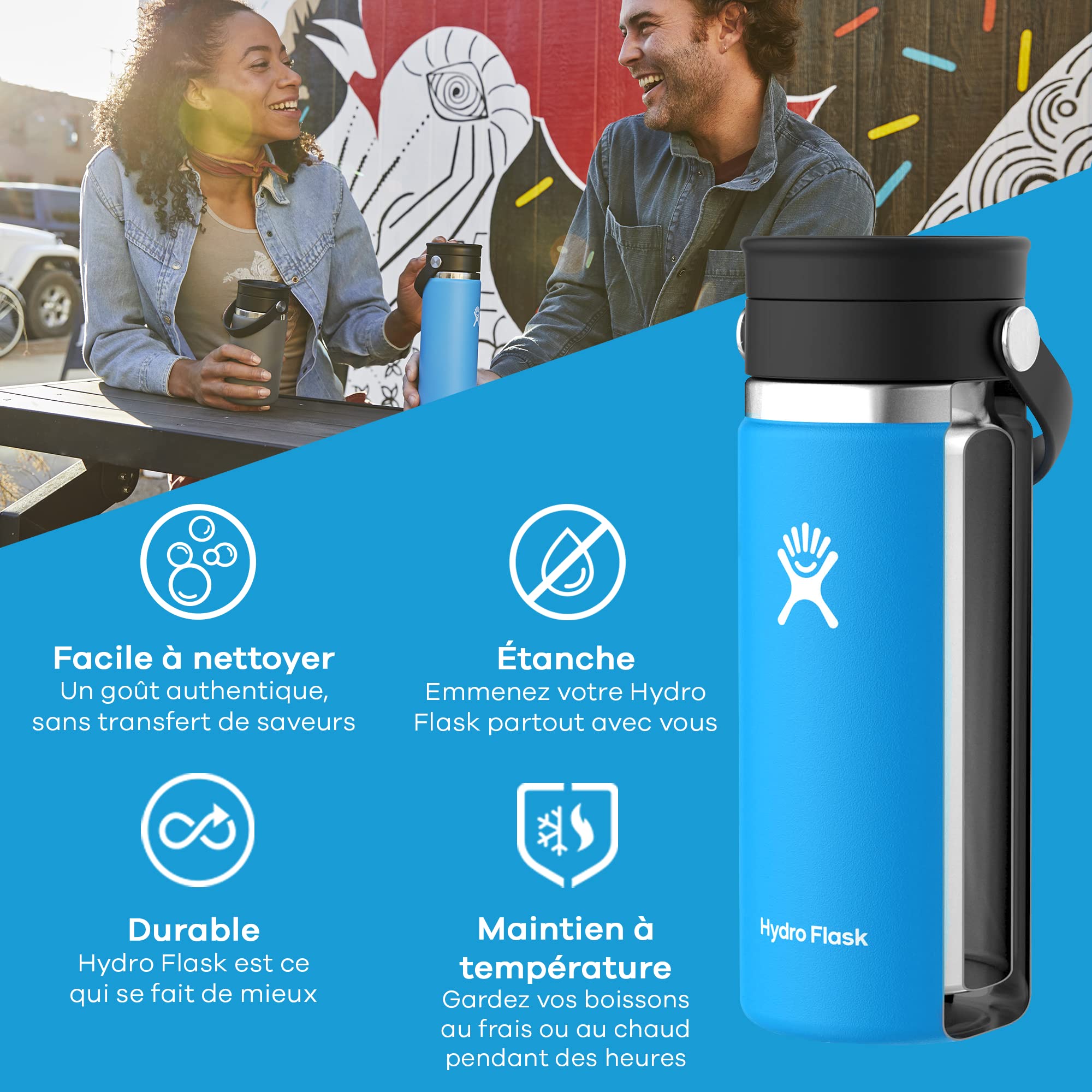 Hydro Flask Wide Mouth With Flex Sip Lid - Insulated Water Bottle Travel Cup Coffee Mug Tumbler 16 Oz