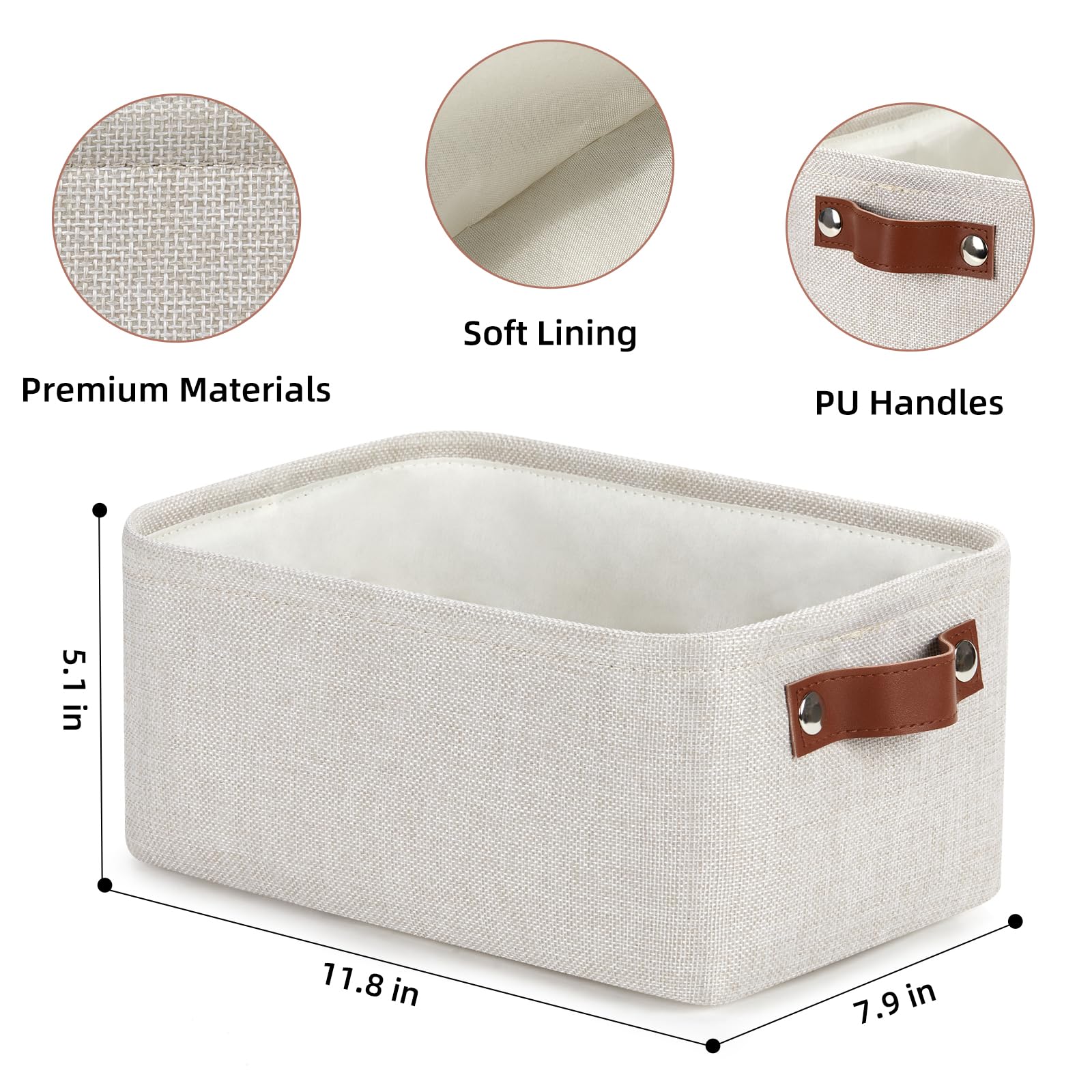 Dullemelo Fabric Storage Baskets | 11.8X7.9X5.1 Inch Small Baskets For Organizing Closet Set Of 2 Cloth Storage Baskets | Rectan