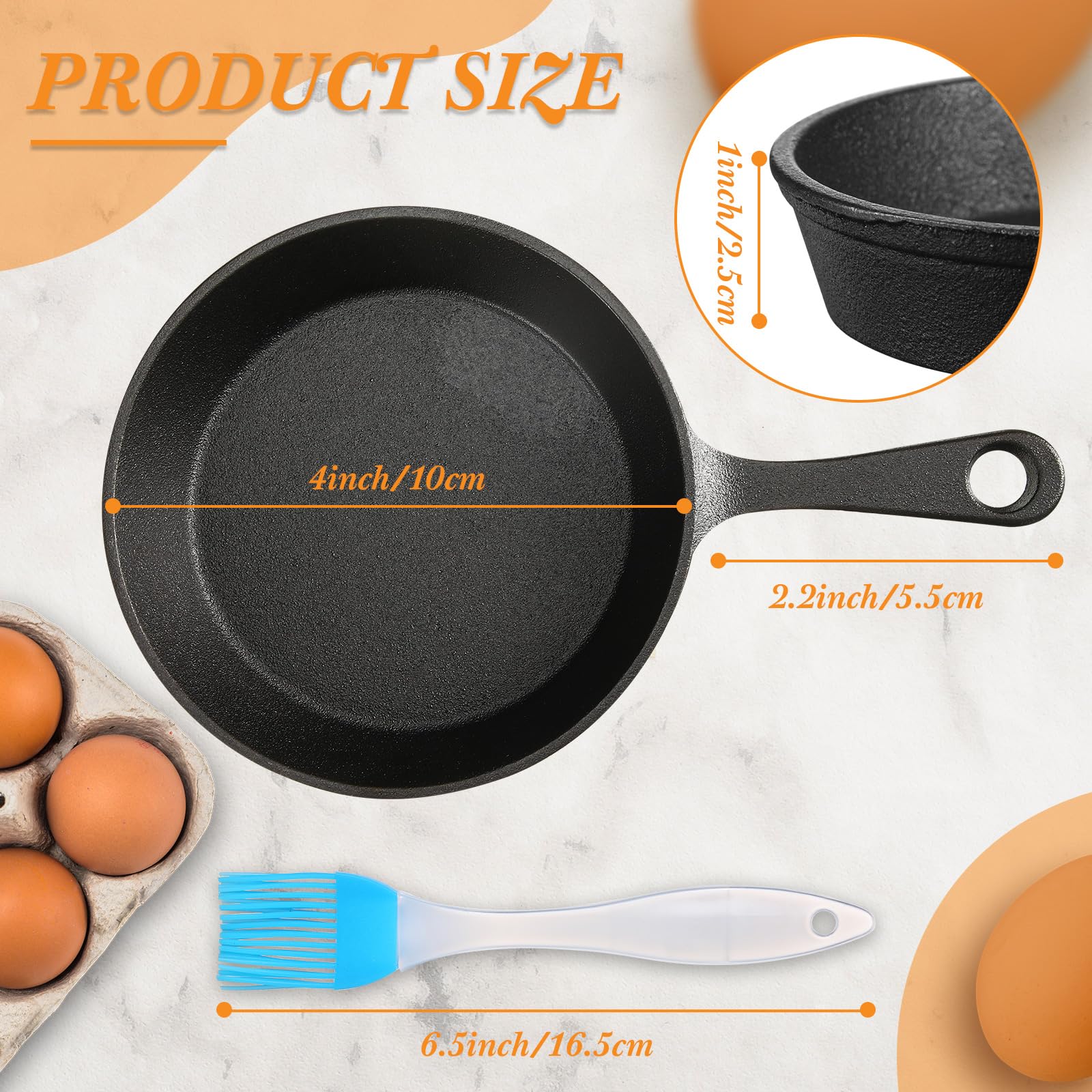 Remerry 10 Sets 4 Inches Cast Iron Skillets Mini Black Iron Nonstick Frying Pan Small Sizzling Plate Egg Pan Cast Iron Pot Bundl