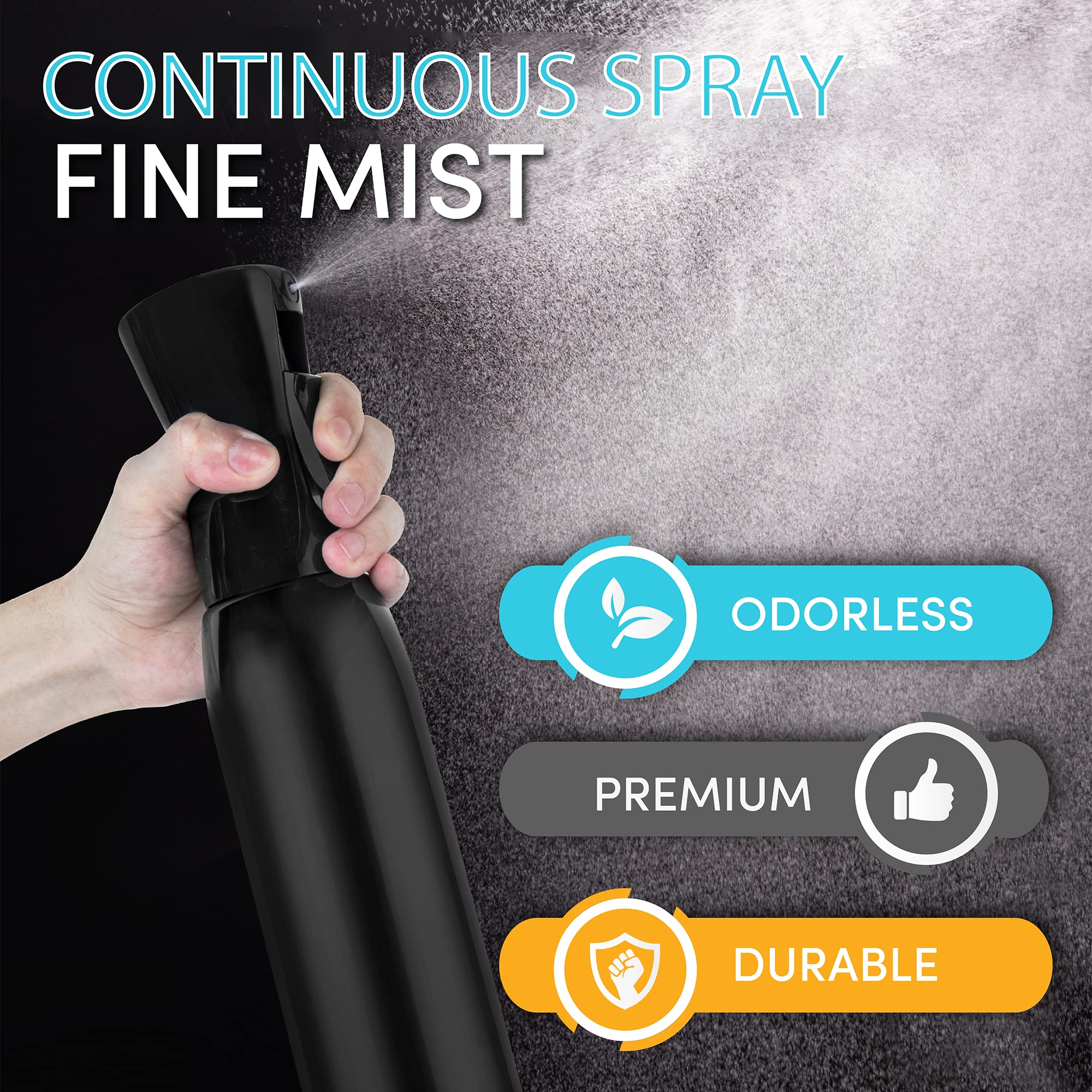Hula Home Spray Bottle For Hair (16.9Oz/500Ml) Continuous Empty Ultra Fine Plastic Water Mist Sprayer - For Hairstyling, Cleanin