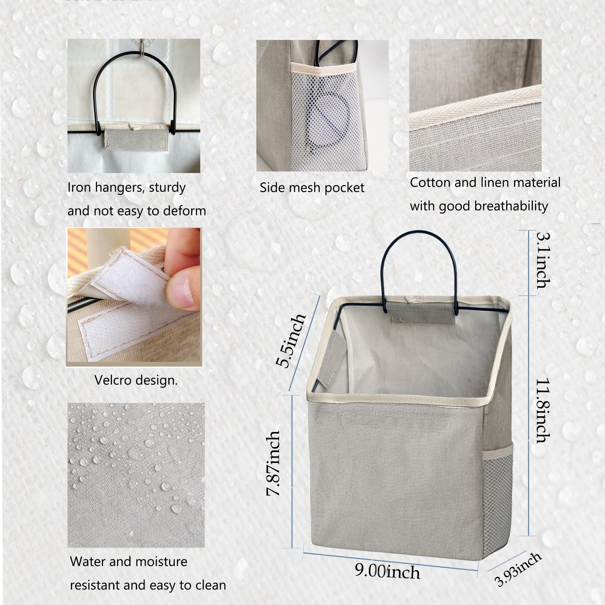 Smaligola 2 Pack Wall Hanging Storage Bag, Hanging Organizer Bag With Sticky Hook, Wall Organizer For Dormitory Bathroom Bedroom