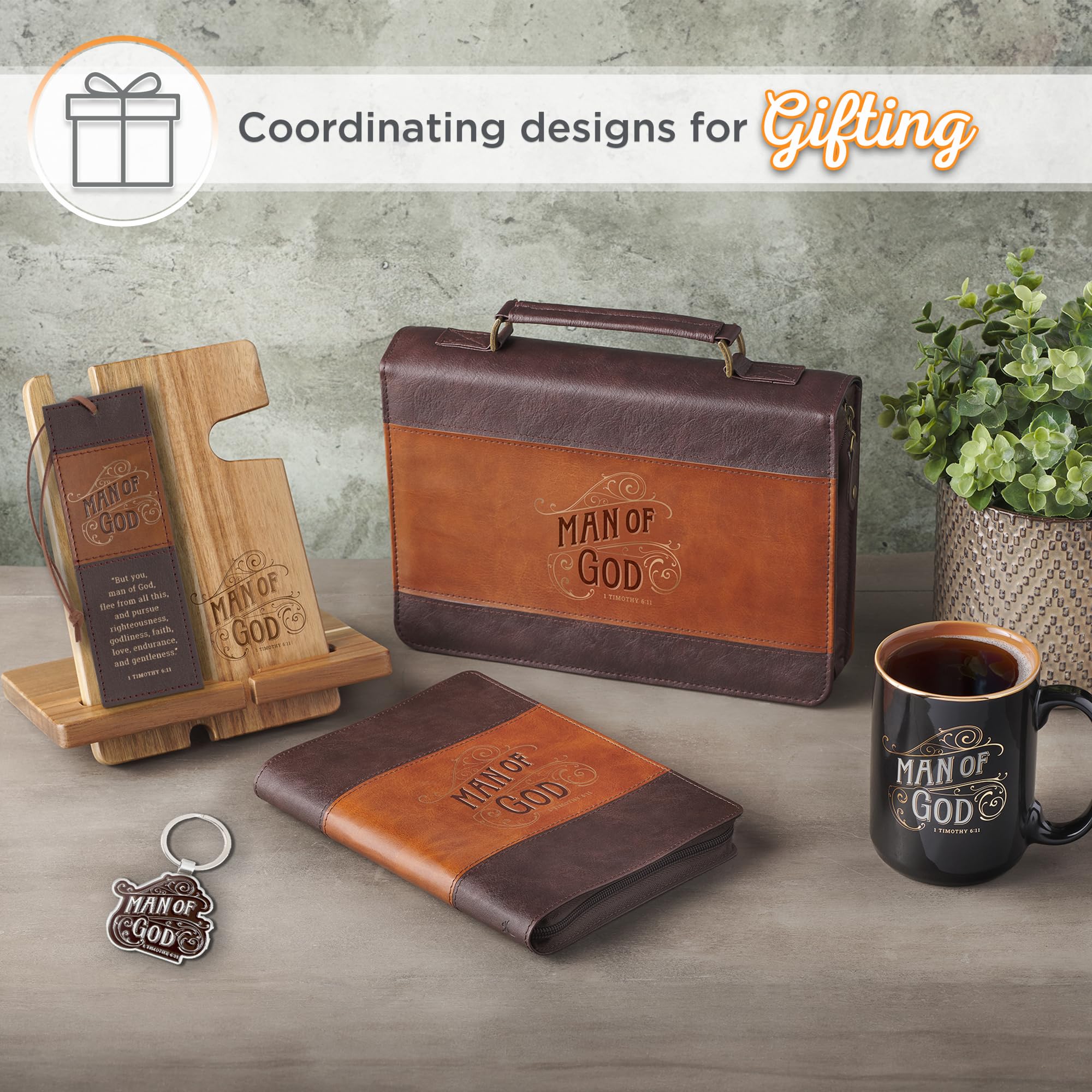 Christian Art Gifts Large Ceramic Coffee & Tea Mug for Men: Man of God Bible Verse, Black, 14 oz.