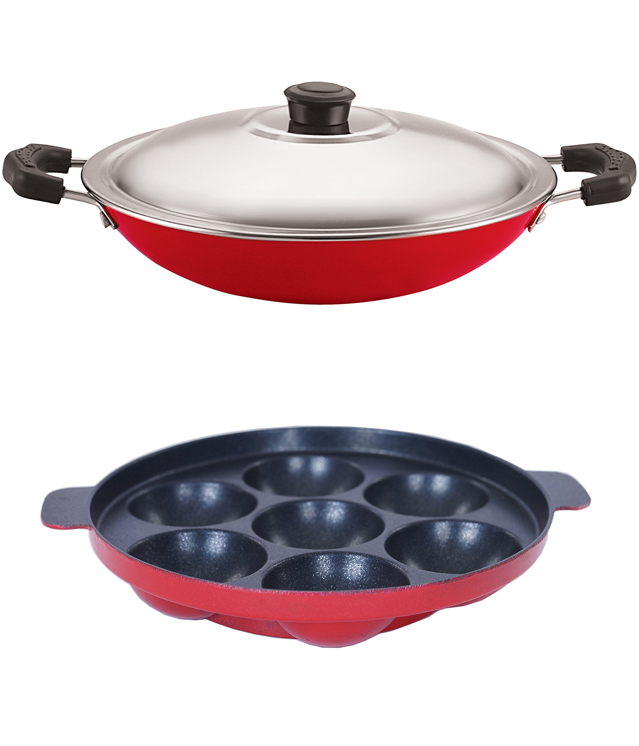 Nirlon NonStick Gas Compatible Appampatram And Appachatti Combo Set Gift Offer, 2.6Mm_Ap(7)_Ac