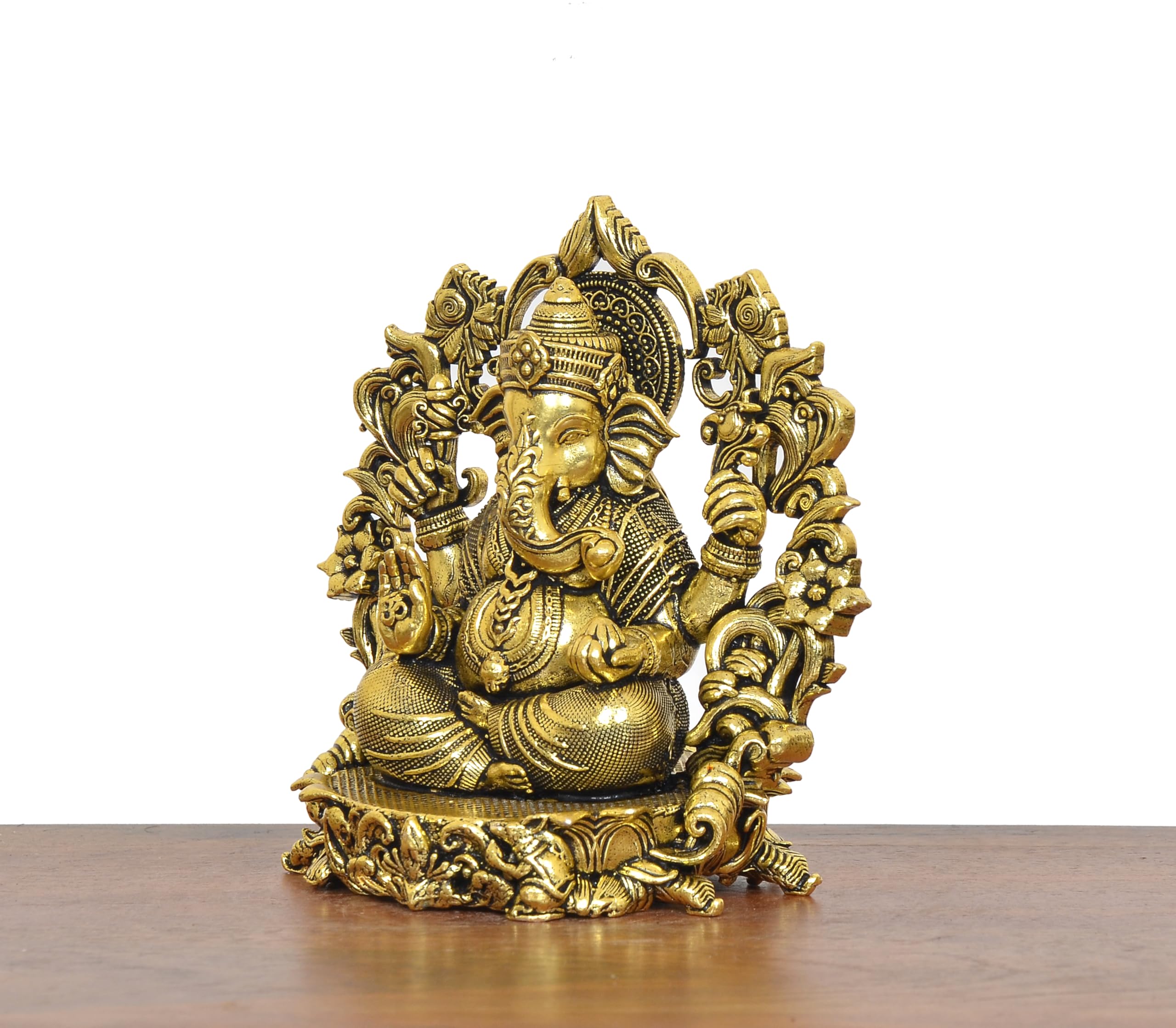 Aona Bronze Lord Ganesha Idol Ganesh Statue Decorative Sculpture For Home Office Mandir Pooja Showpiece (Height 4 Inch)