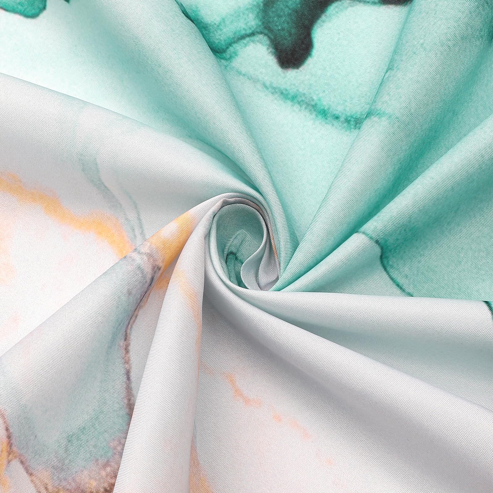 Gibelle Extra Long Shower Curtain 72 X 84, Tall Abstract Grey Teal Marble Shower Curtain, Modern Ink Art Waterproof Fabric Showe