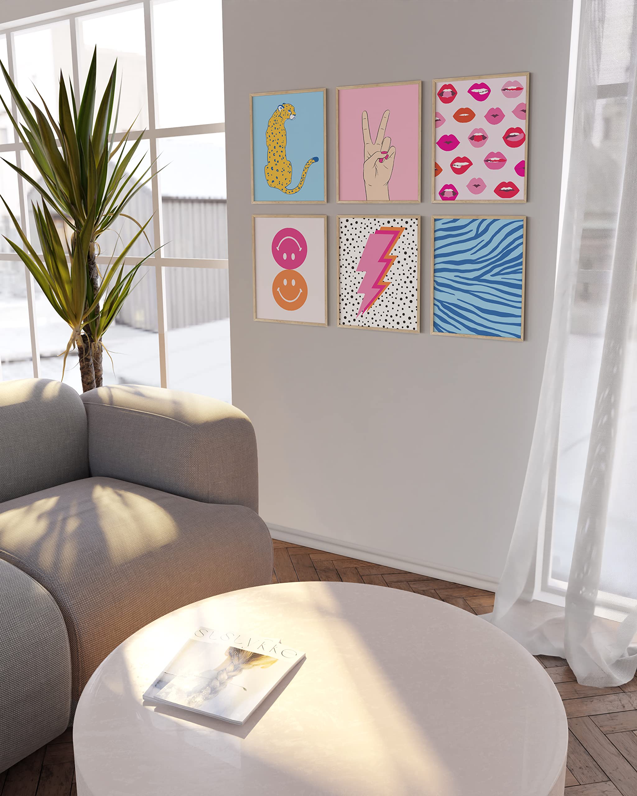 Haus And Hues Preppy Pictures For Wall - Set Of 6 Pink Posters For Room Aesthetic, Dorm Posters For College Girls, Preppy Poster