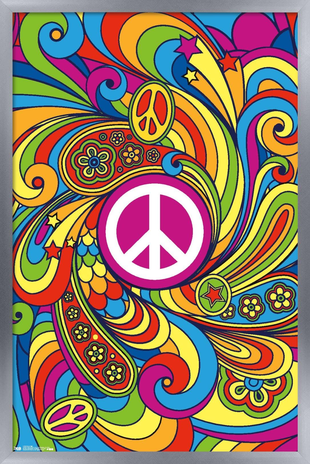 Trends International Peace Sign Wall Poster, 14.725'' X 22.375'', Silver Framed Version