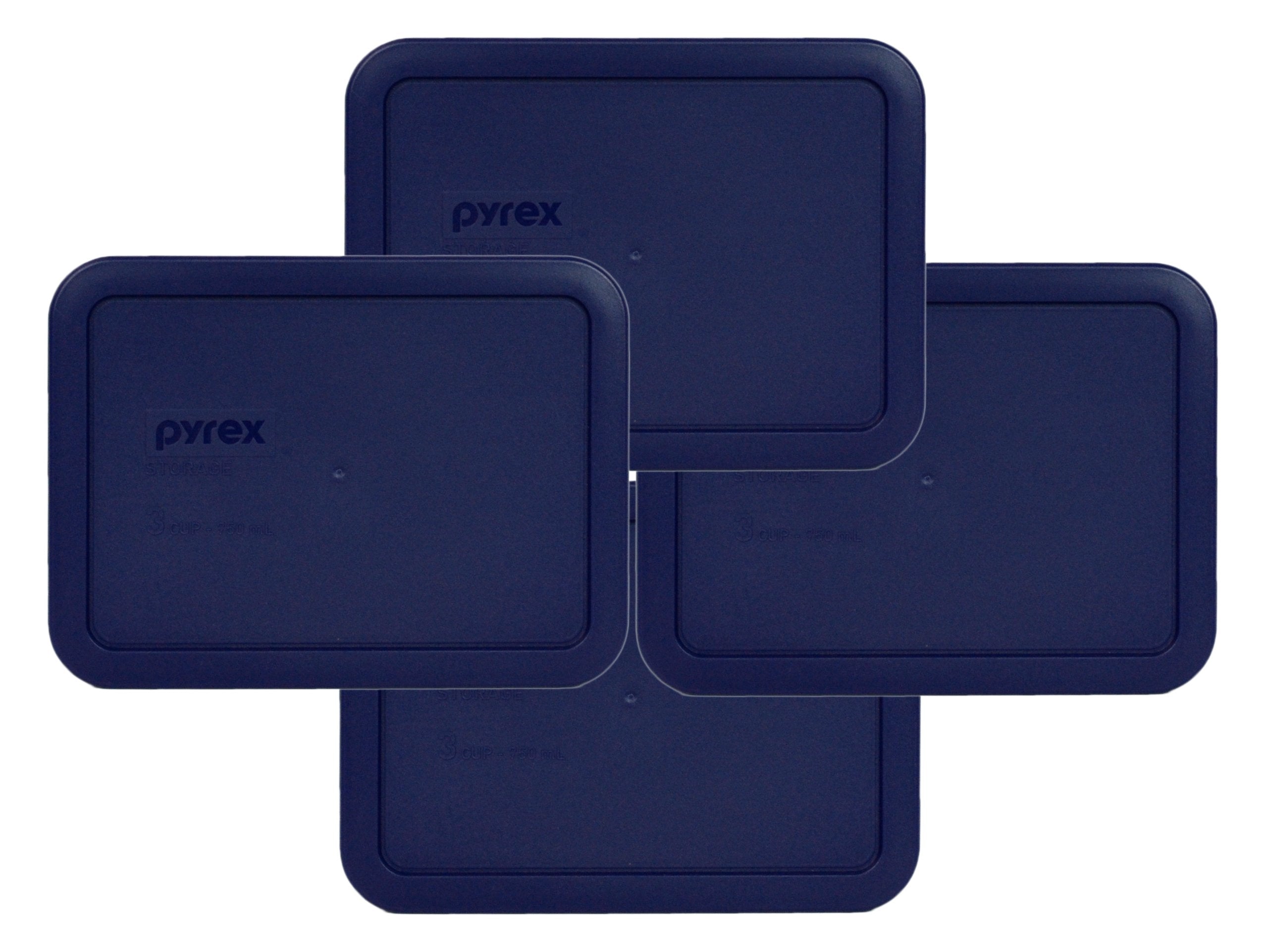 Pyrex Bundle - 4 Items: 7210-Pc 3-Cup Blue Plastic Food Storage Lids