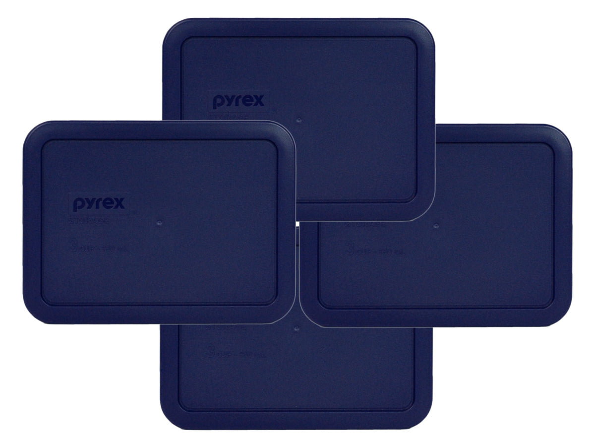 Pyrex Bundle - 4 Items: 7210-Pc 3-Cup Blue Plastic Food Storage Lids