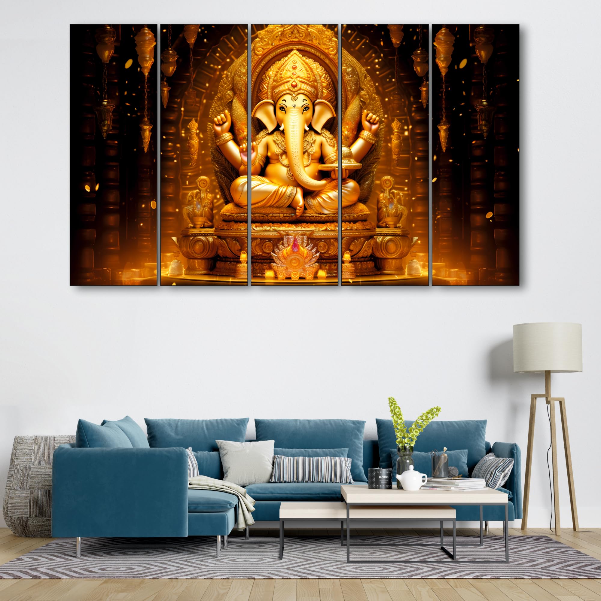 The Castle Decor Lord Ganesh ji painting with frame Big Size(27x48) Wall art for living room,Bedroom,Drawing room,Hotels-Wooden 
