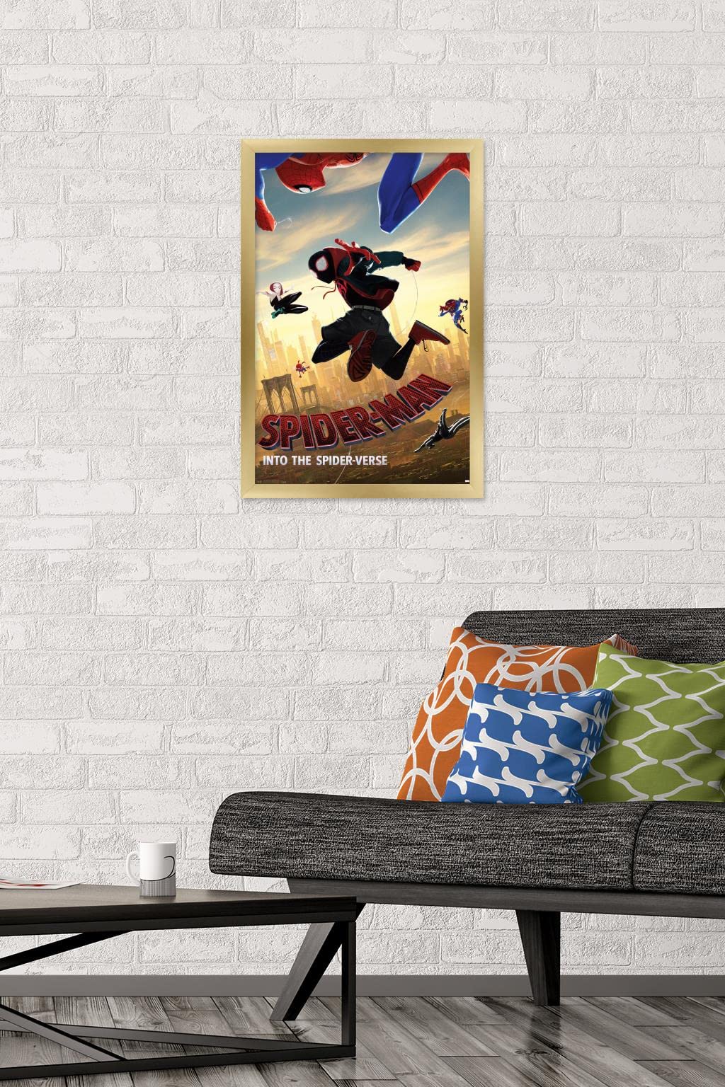 Trends International Marvel Mcu - Spider-Man - Into The Spider-Verse - Dive Wall Poster, 14.725'' X 22.375'', Gold Framed Versio