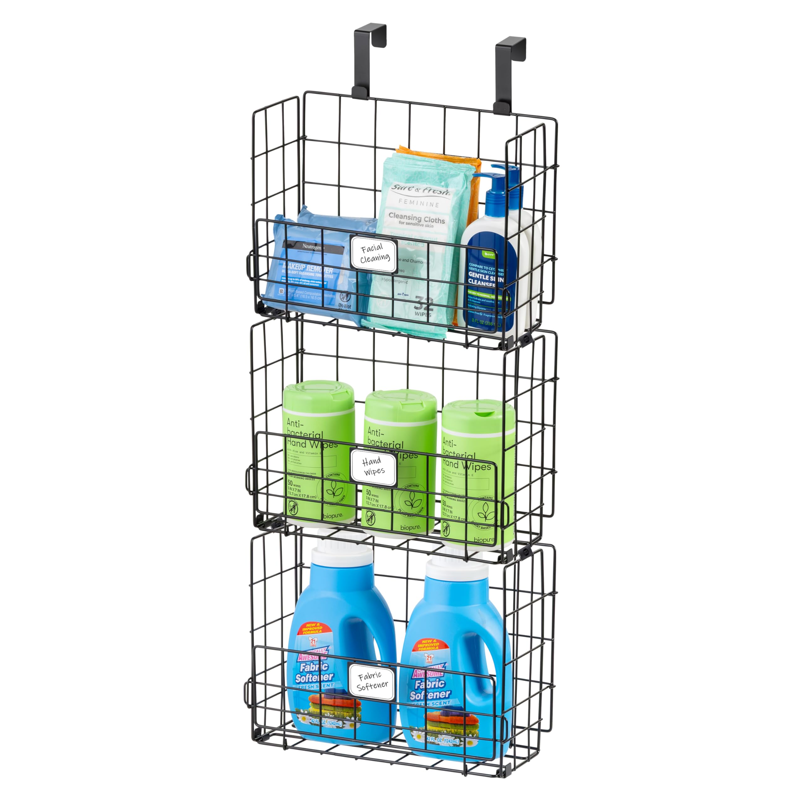 IRIS USA Over The Door Organizer, 3 Pack, Hanging or Wall Mount Wire Basket
