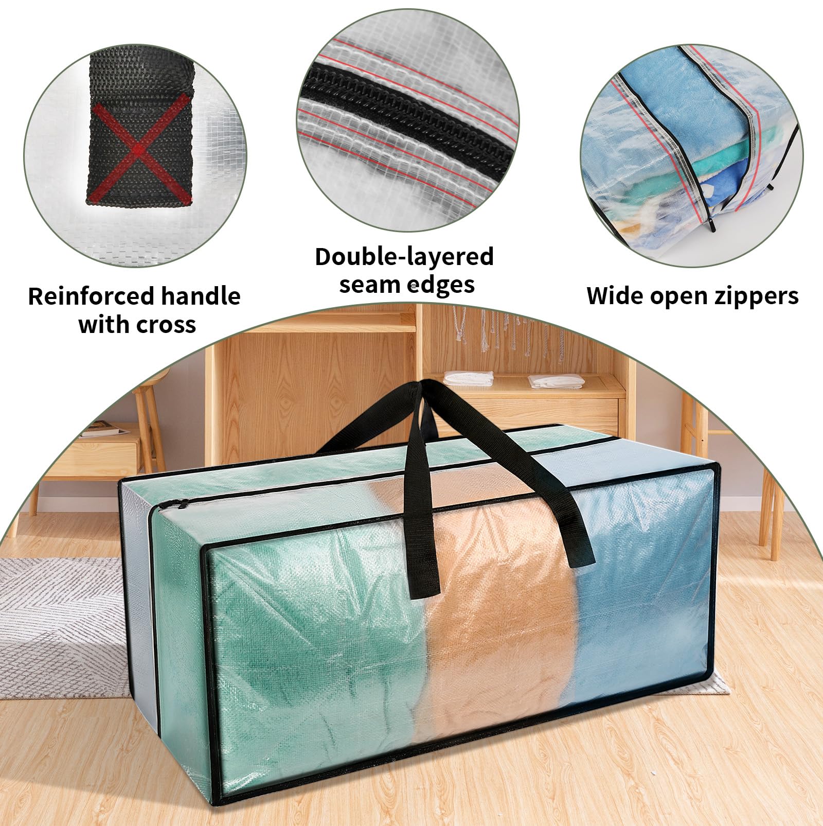 4 Pack Heavy Duty Clear Moving Bags, Large Clear Storage Bags For College Dorm Room Essentials, Alternative To Moving Boxes, Com