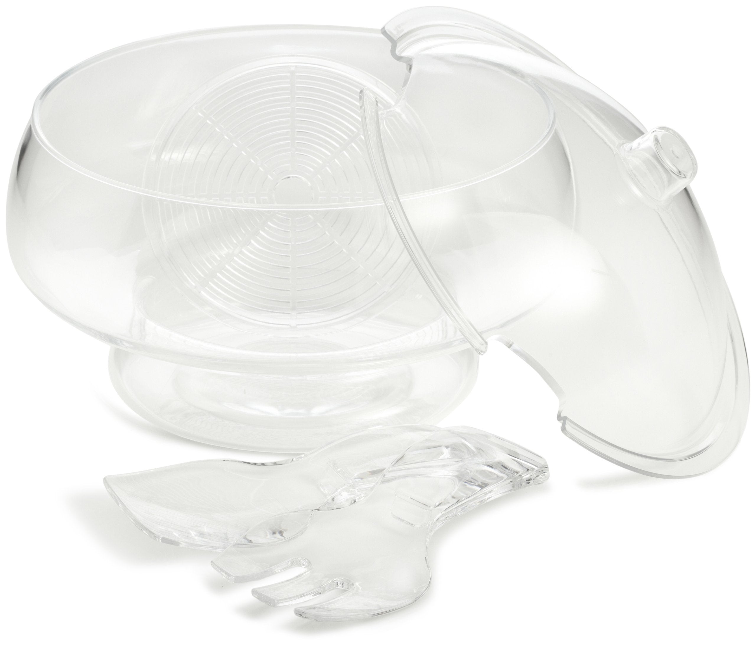Prodyne Acrylic Salad Bowl & Servers, 6 Qt, Off-White