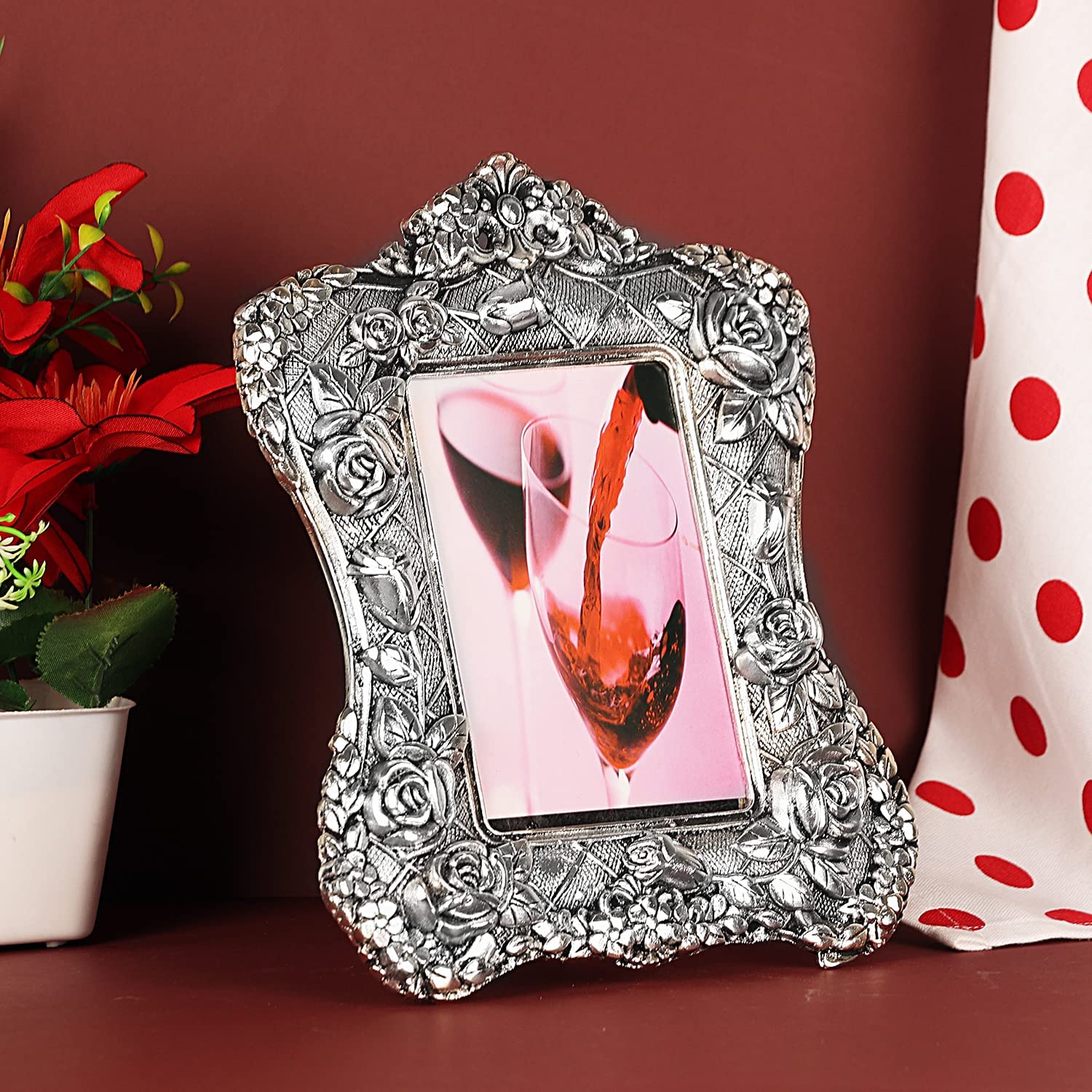 Labhcart White Metal Photo Frame For Table Decor,Wall Decor,Office Decor & Home Decor